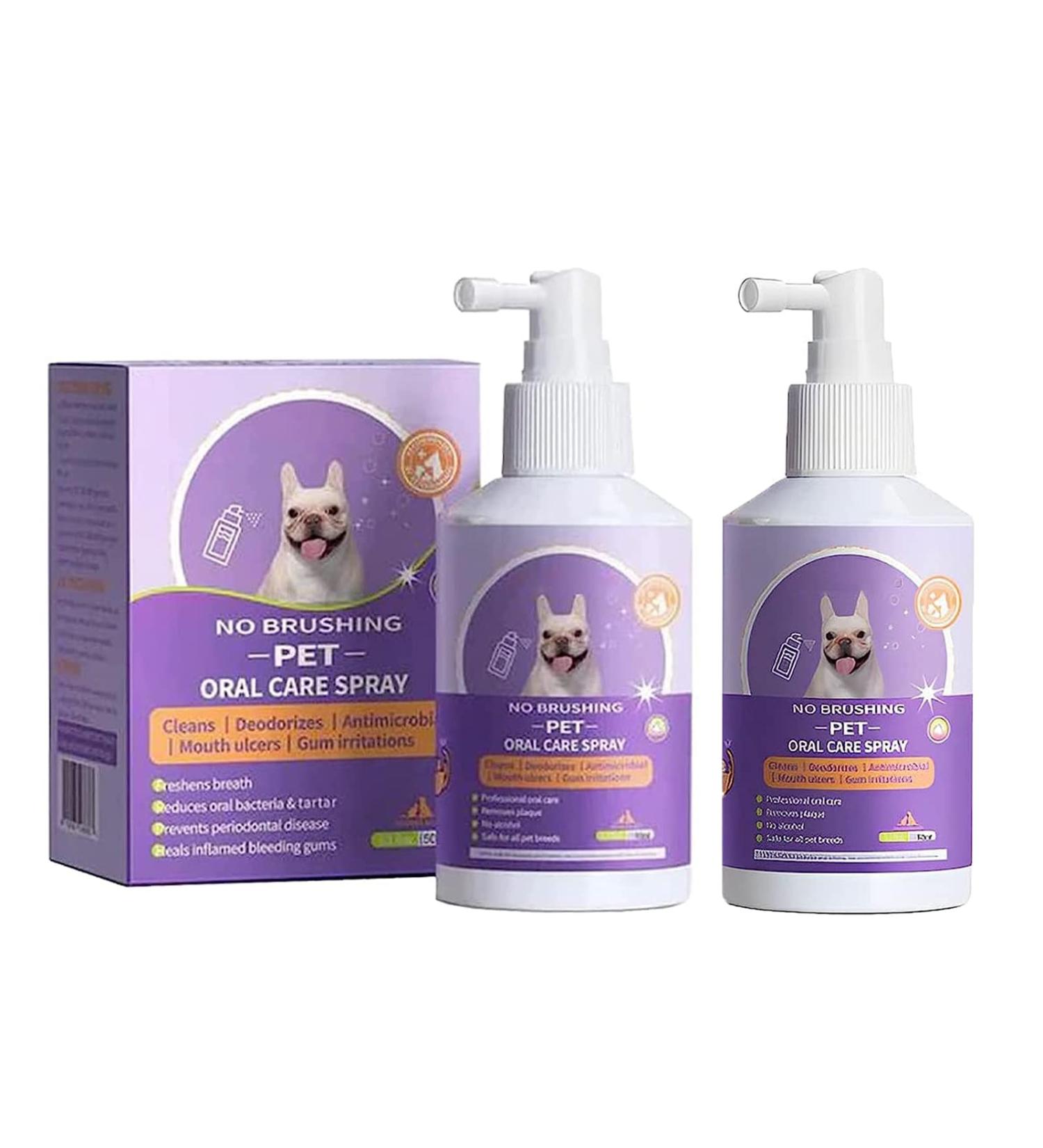 Pet Oral Spray Clean Teeth Pet Teeth Cleaning Spray Pet Mouth Spray Pet Breath Freshener Spray Care Cleaner Dental Care Bad Breath Treatment for Dogs & Cats Mouthwash Best for Most Cats and Dogs (2PCS) - Buy Online on GoSupps.com