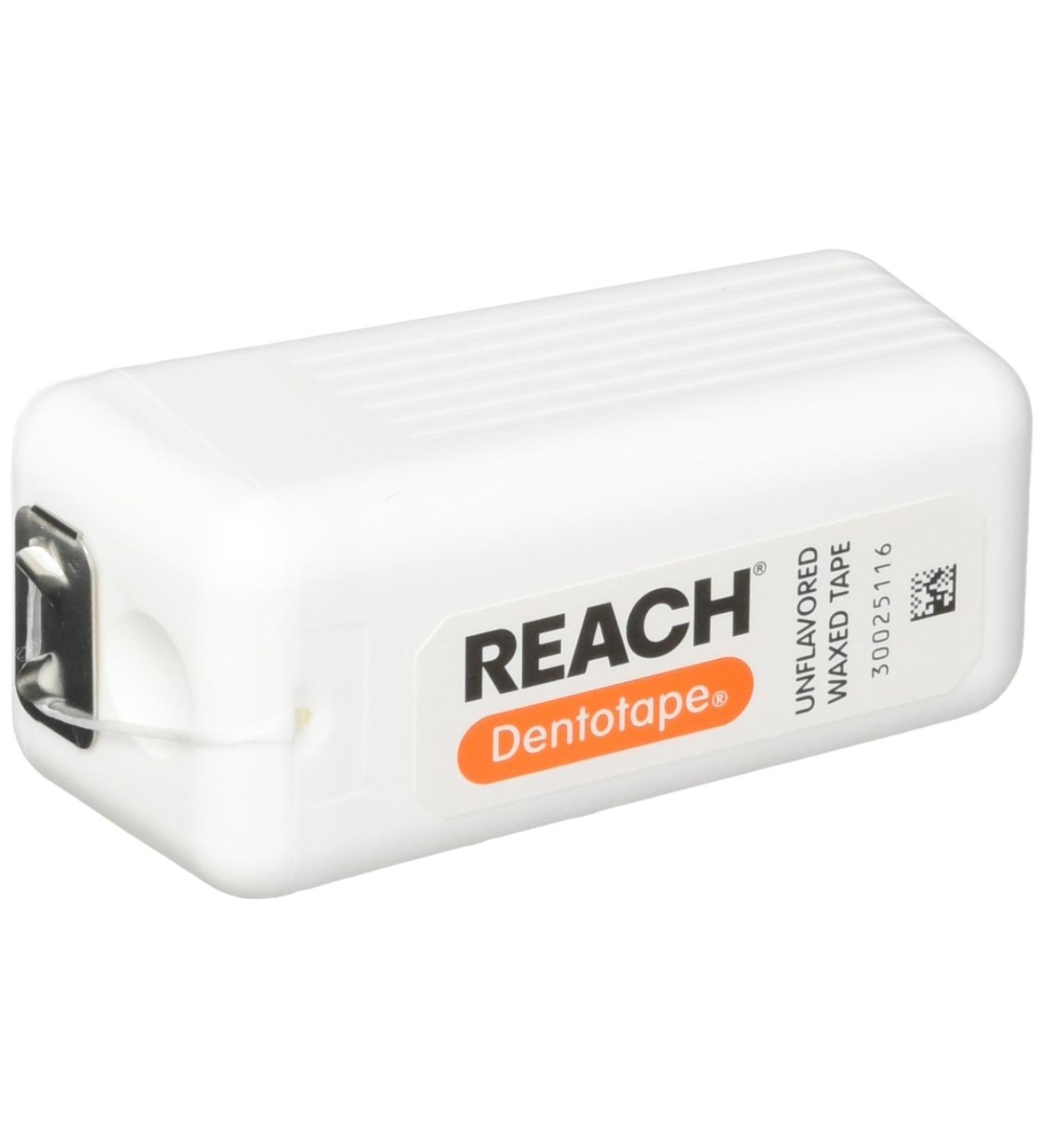 Reach Dentotape Waxed Dental Floss with Extra Wide Cleaning Surface for Large Spaces between Teeth Unflavored 100 Yards(6pk)