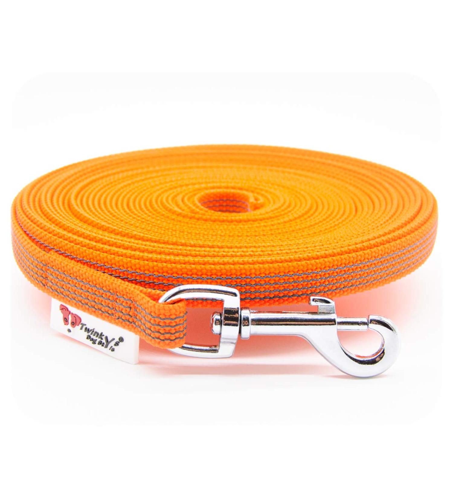 Twinkys Dog Style 35m Rubberized Double Leash - 15mm Wide for Dogs Up to 50kg - No Hand Loop - Made in Germany - Orange - Buy Online on GoSupps.com