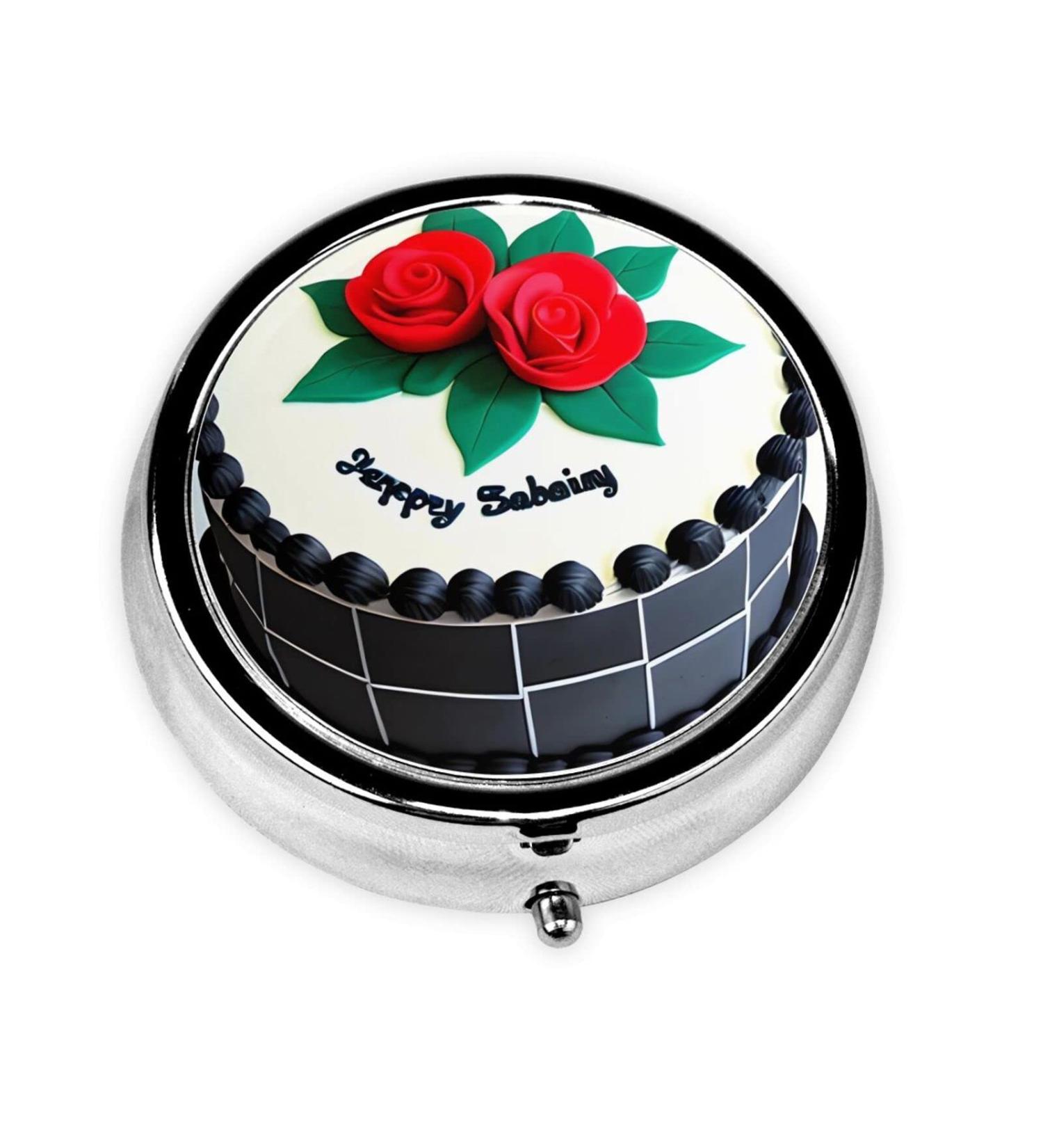 Delicious Cakes Round Pill Box - 3 Compartment Travel Organizer for Easy Medication Management - Buy Online on GoSupps.com