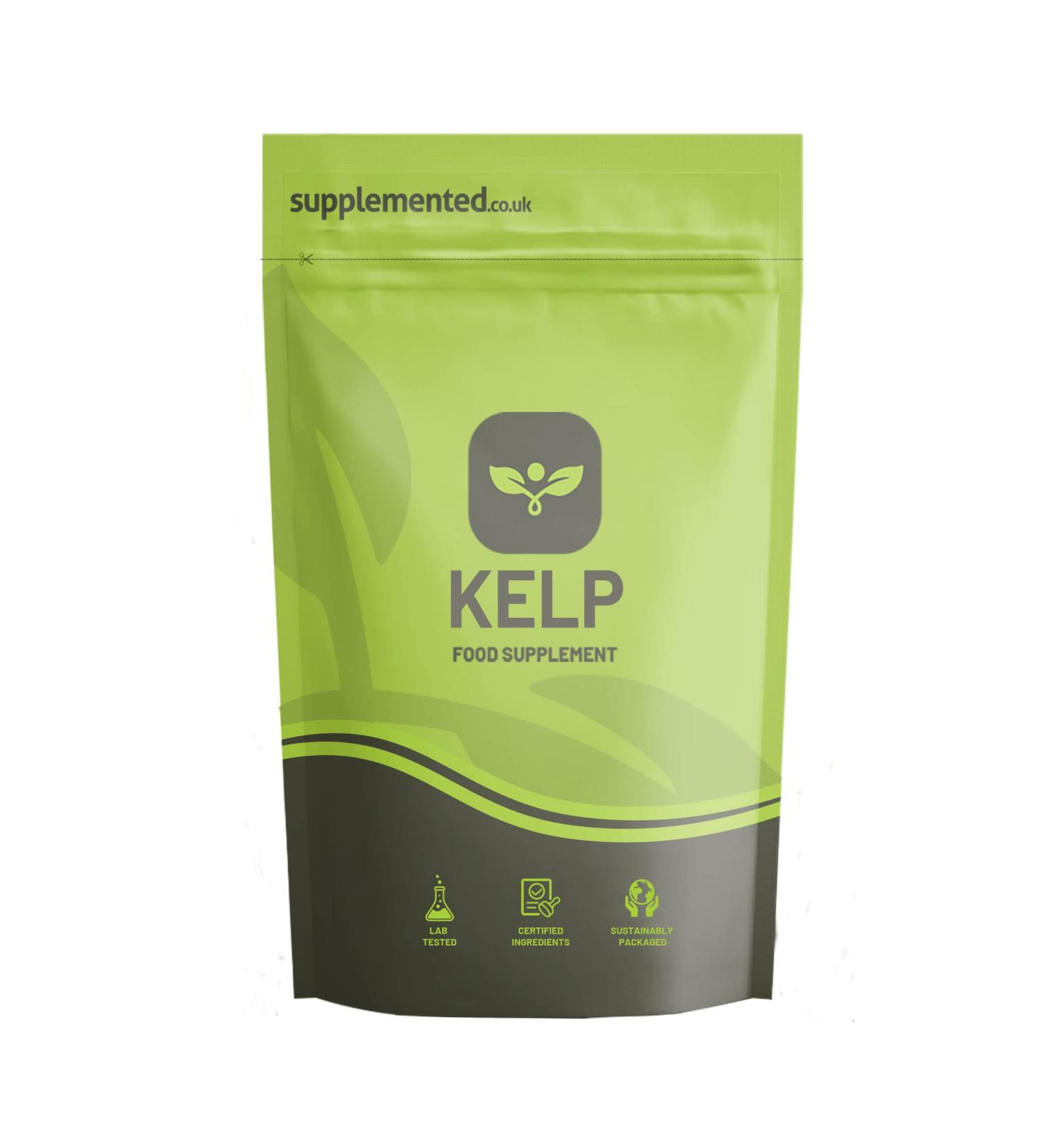 Kelp 500mg 90 Tablets - Natural Sea Kelp Supplement with Iodine | Made in UK | Letterbox Friendly - Buy Online on GoSupps.com