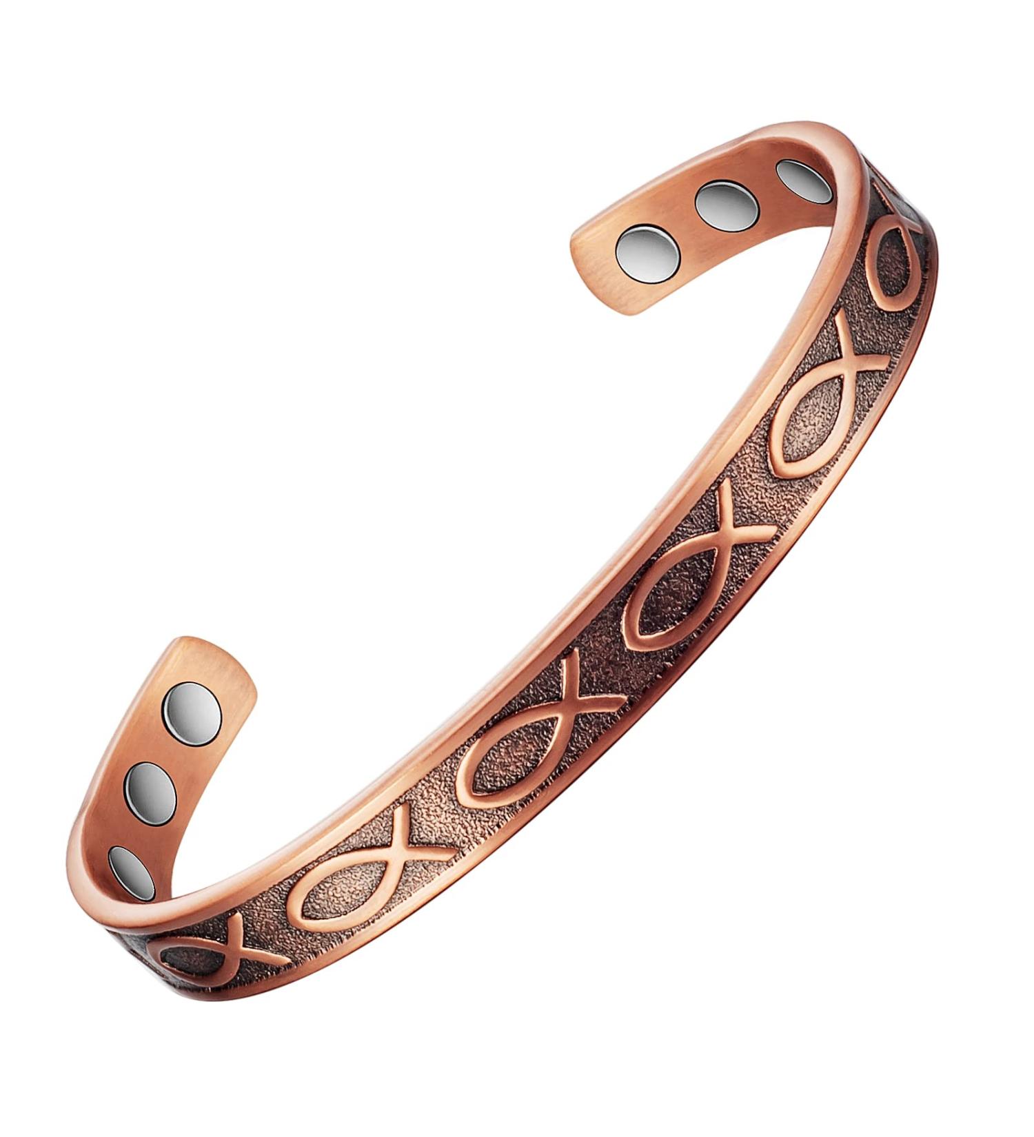 Shop Vintage Copper Bracelets for Women - Adjustable Fish Pattern Magnetic Jewelry - Buy Online on GoSupps.com
