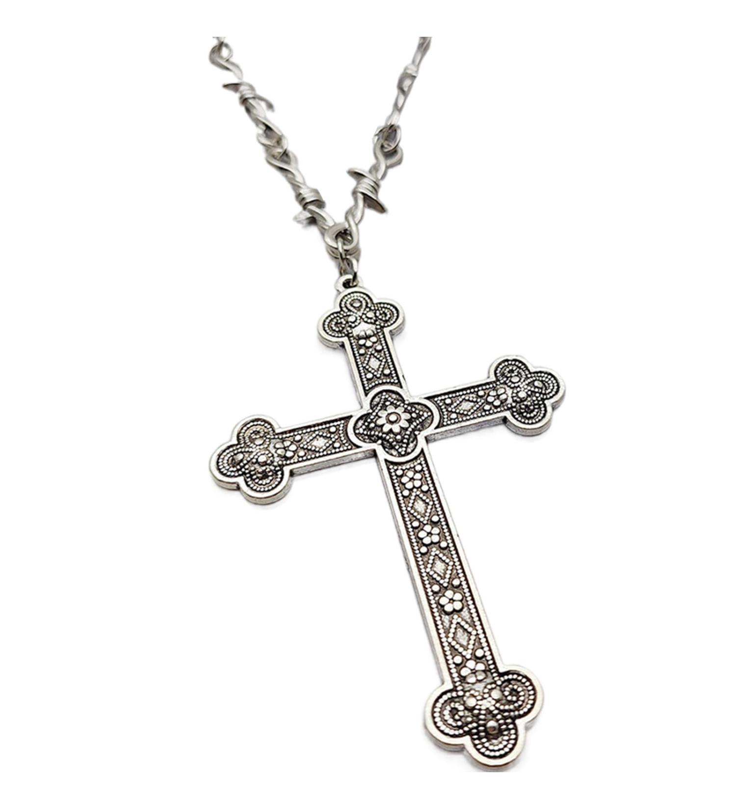 Buy Oralgos Elegant Cross Necklace | Religious Filigree Charm & Thorn Choker for Women - International Shipping Available - Buy Online on GoSupps.com