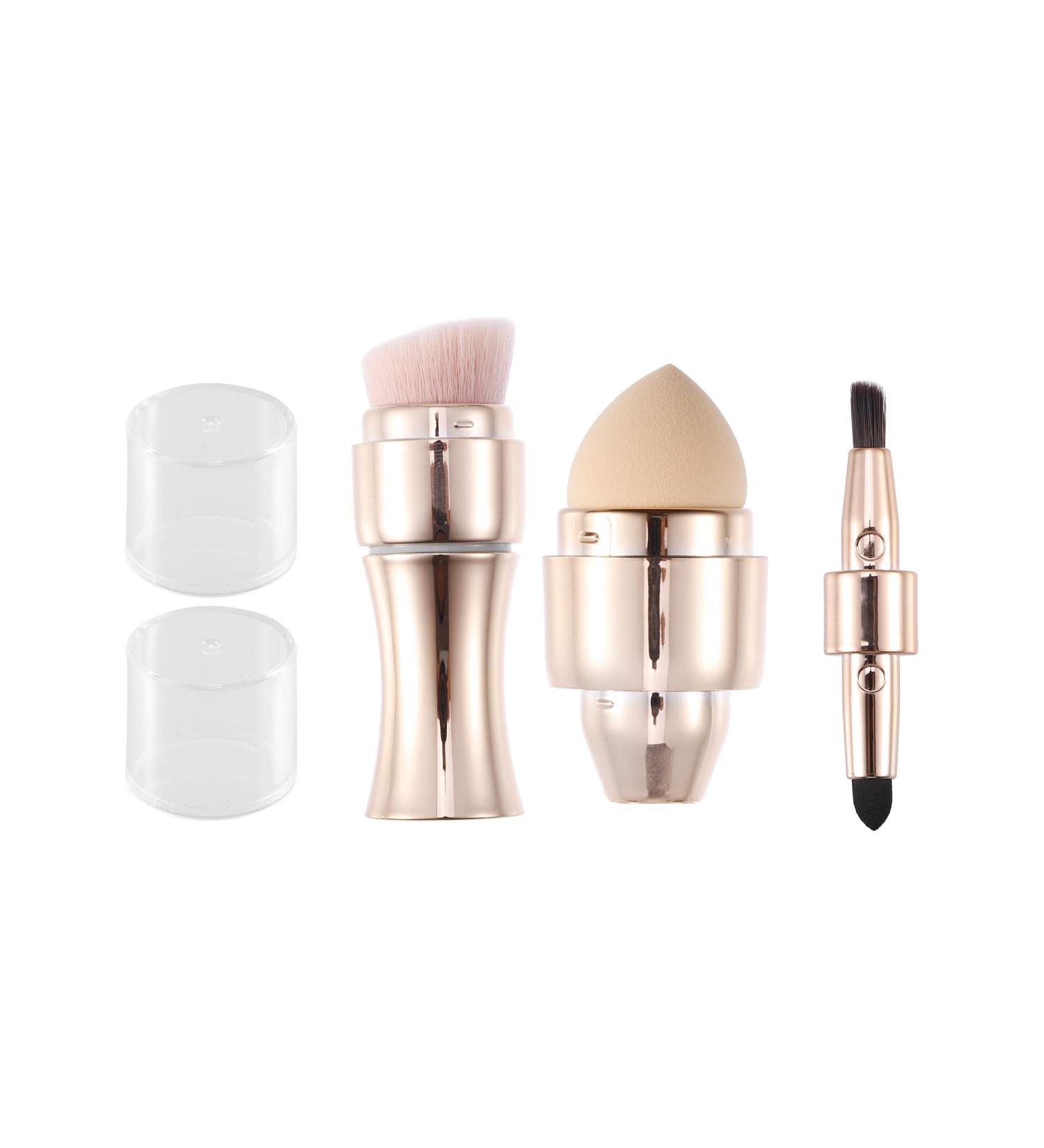VOCOSTE 4 in 1 Portable Makeup Brush Set | Gold Tone Foundation Lip Eyeshadow & Blush Brushes | Ideal for Travel - Buy Online on GoSupps.com