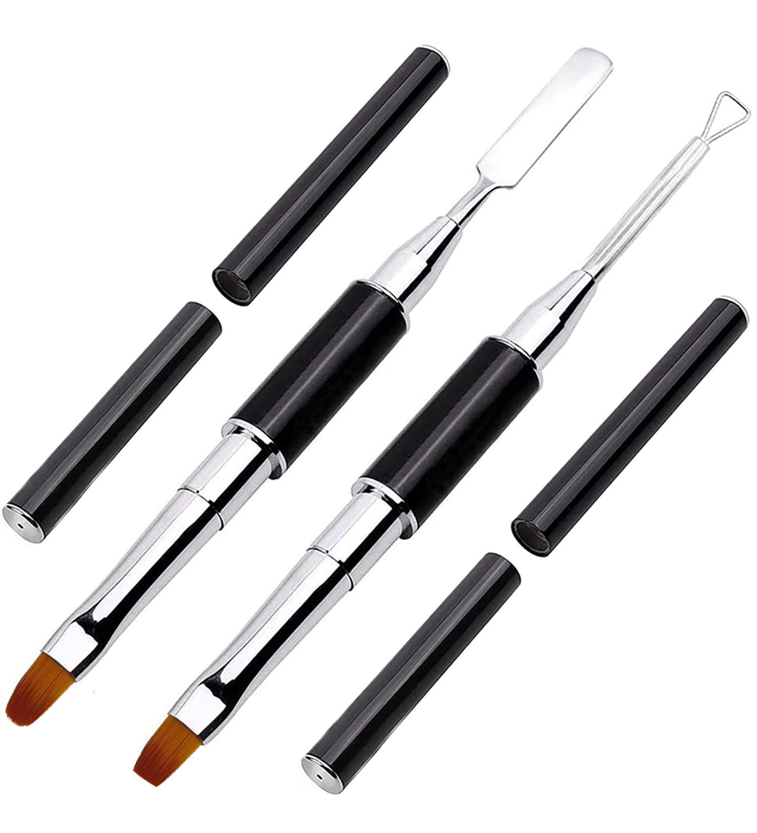Kalolary Dual-Ended Poly Gel Brush Set - 2PC Acrylic UV Gel Nail Brush for Nail Extensions (Black) - Best for Professional & DIY Use - Buy Online on GoSupps.com