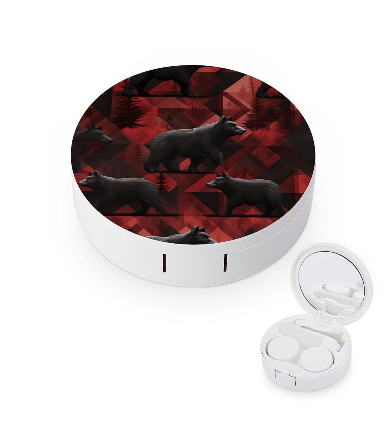 Wild Animal Bear Contact Lens Travel Kit | Cute Portable Case with Mirror for Outdoor Use - Buy Online on GoSupps.com