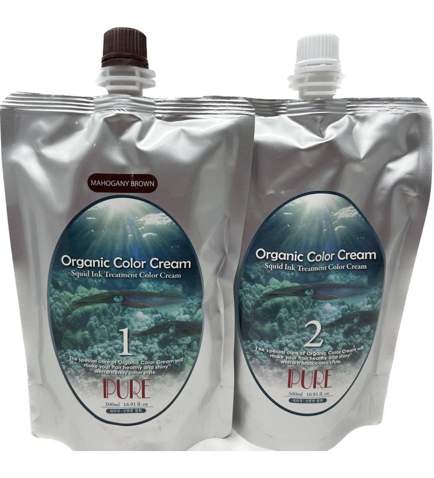Organic Squid Ink Treatment Color Cream 1L - Fast Gray Hair Cover No Scalp Pain Mahogany Brown | International Shipping - Buy Online on GoSupps.com
