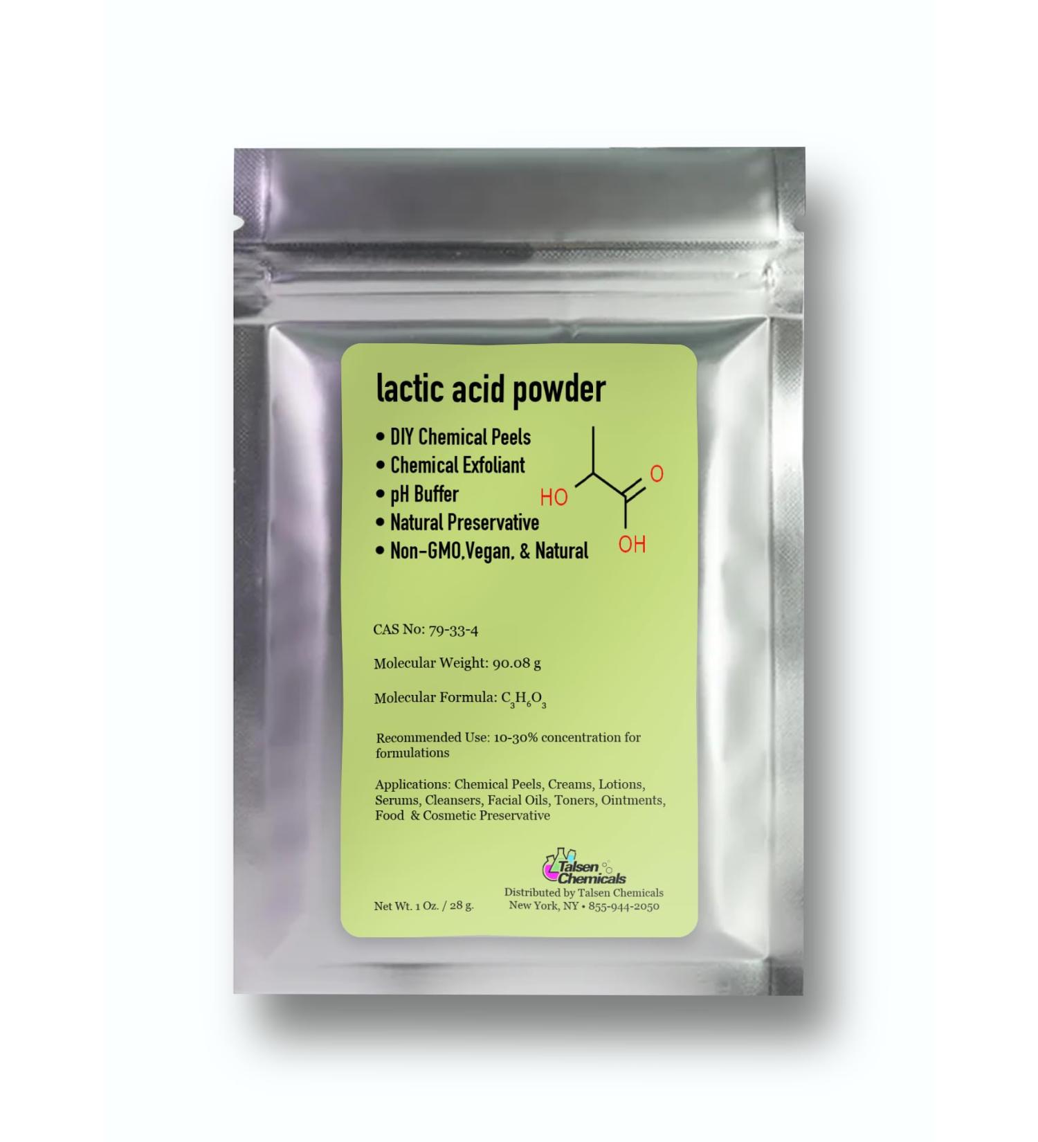 Lactic Acid Powder Lactic Acid Cosmetics Grade DIY Lactic Acid Peel for Skin Moisturizing by Talsen Chemicals (1 Ounce (Pack of 1)