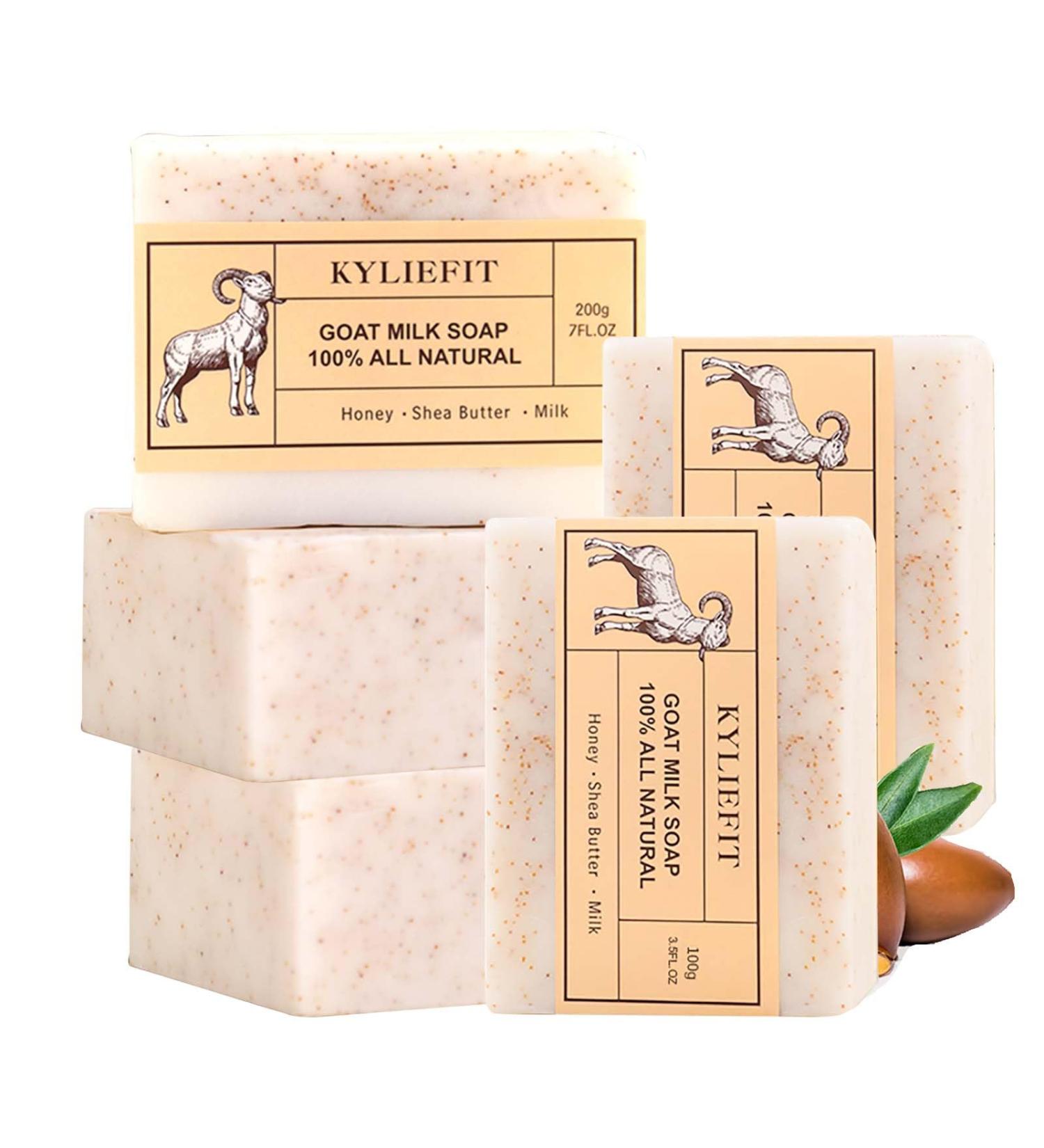 AILKE BOOST LUSTER Natural goats milk soap bar with honey shea butter brightens moisturizes exfoliates nourishes for soft healthy skin improves dull skin for face body hands 200 g pack of 5 - Buy Online on GoSupps.com