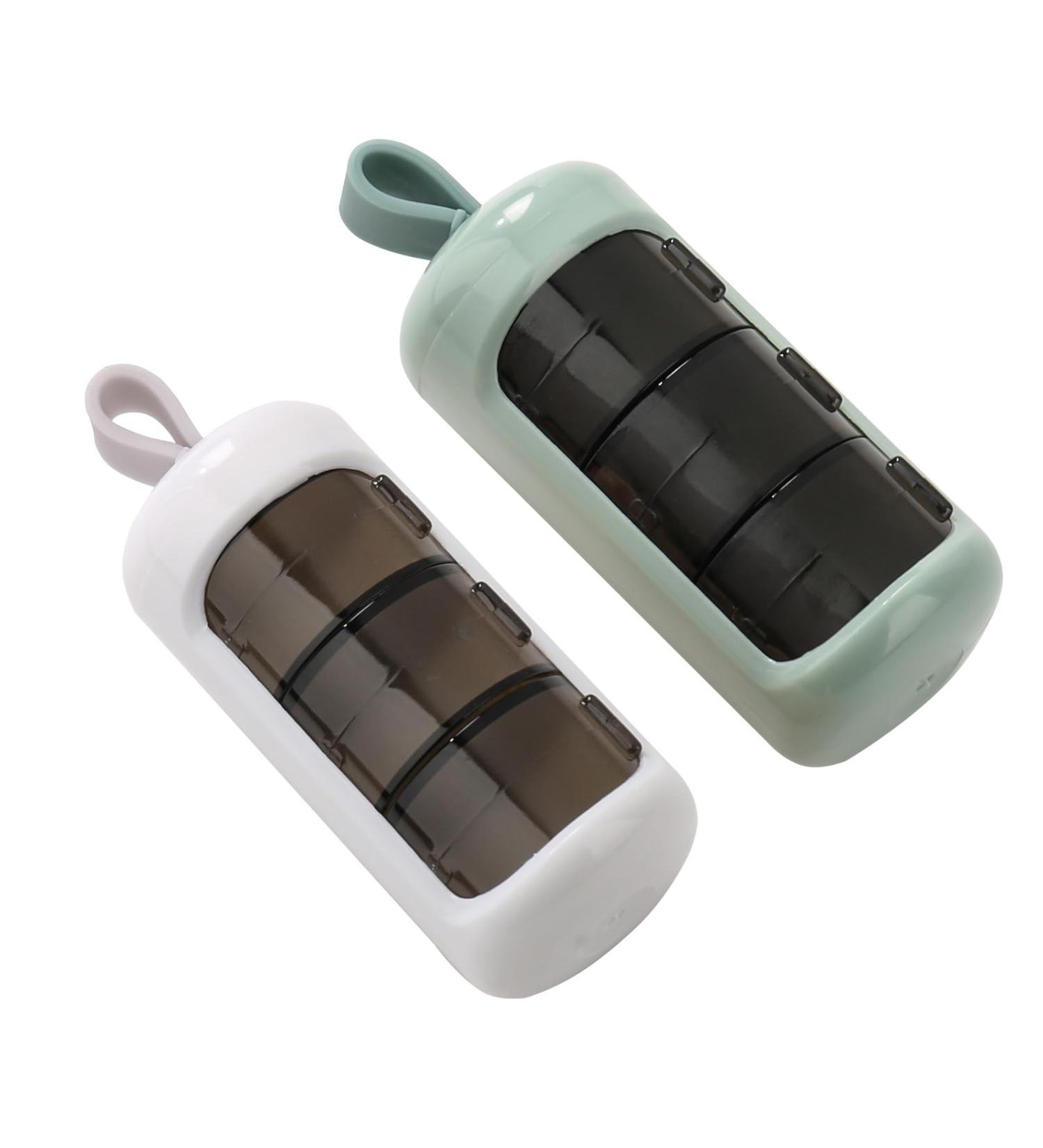 Travel Pill Box - Compact Vitamin Organizer for On-the-Go Dosing | Fresh Green & Minimalist White Design - Buy Online on GoSupps.com