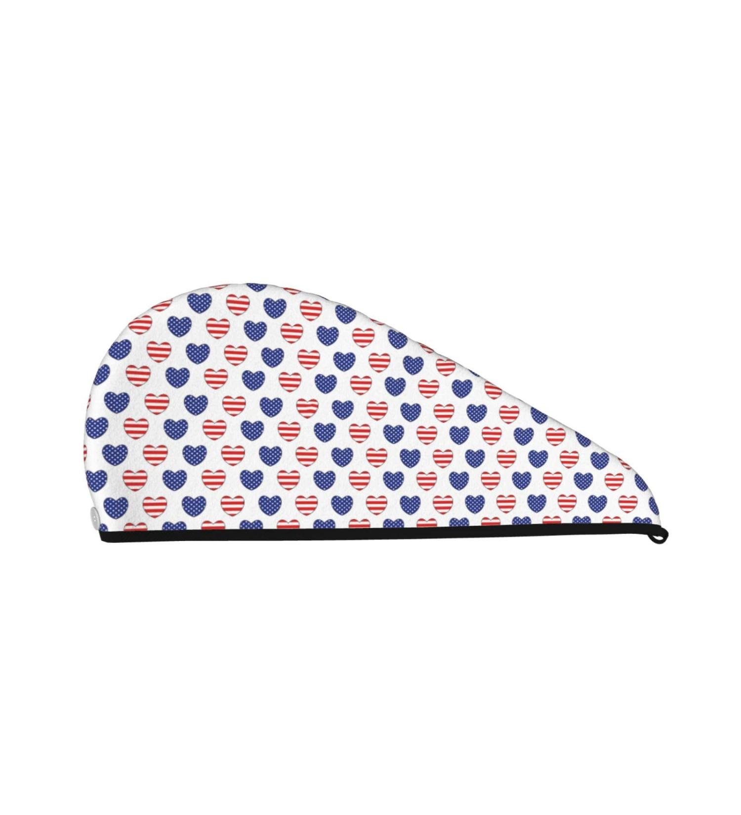 Heart Shaped American Flag Microfiber Hair Towel - Soft & Super Absorbent Hair Wrap for All Hair Types - Buy Online on GoSupps.com