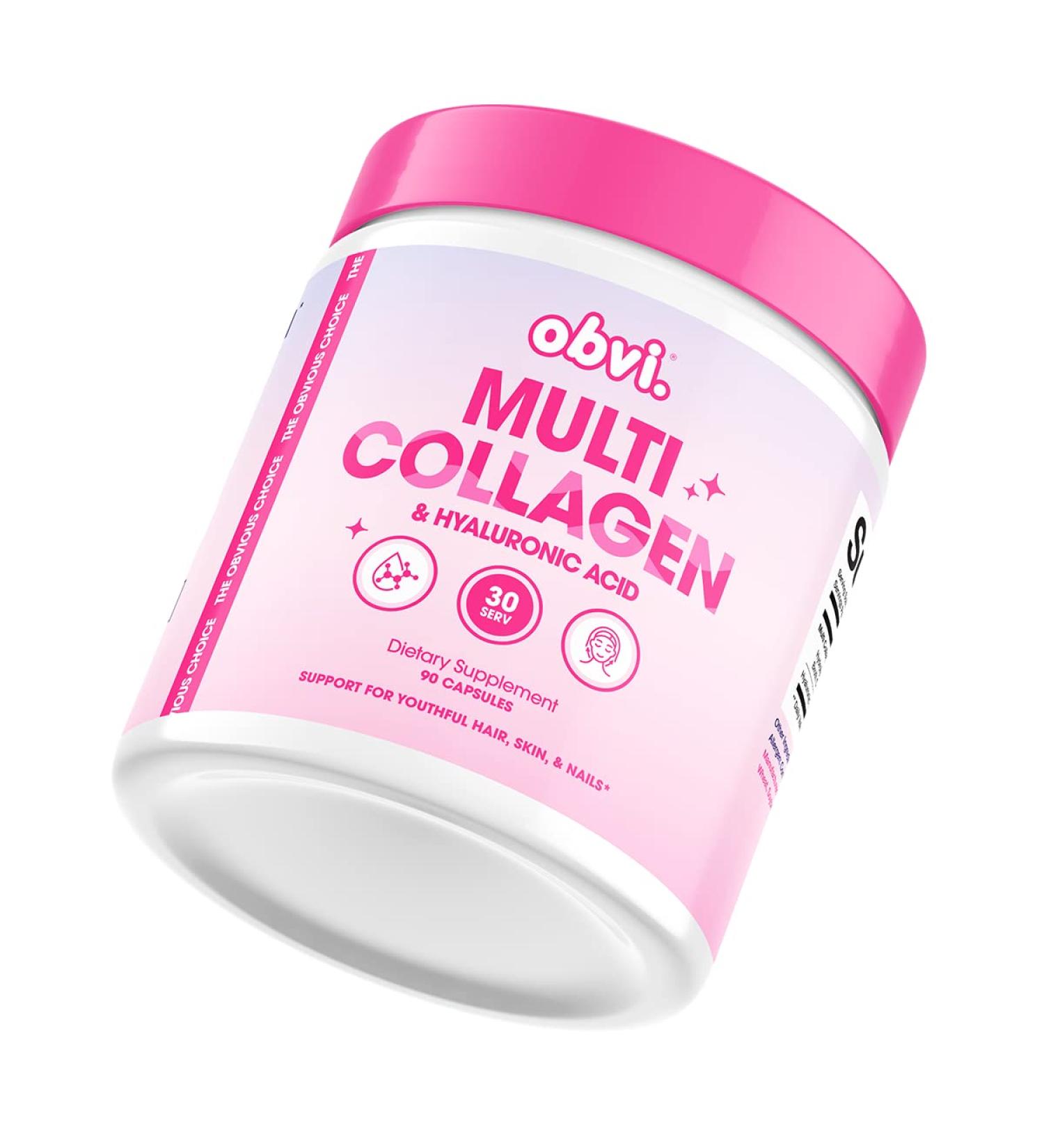Obvi Multi Collagen Supplement with Hyaluronic Acid | Skin Care Hair Nail Joint Support for Women Gut Health | Hydrolyzed Protein Type I II III V X | 30 Capsules 30 Servings - Buy Online on GoSupps.com