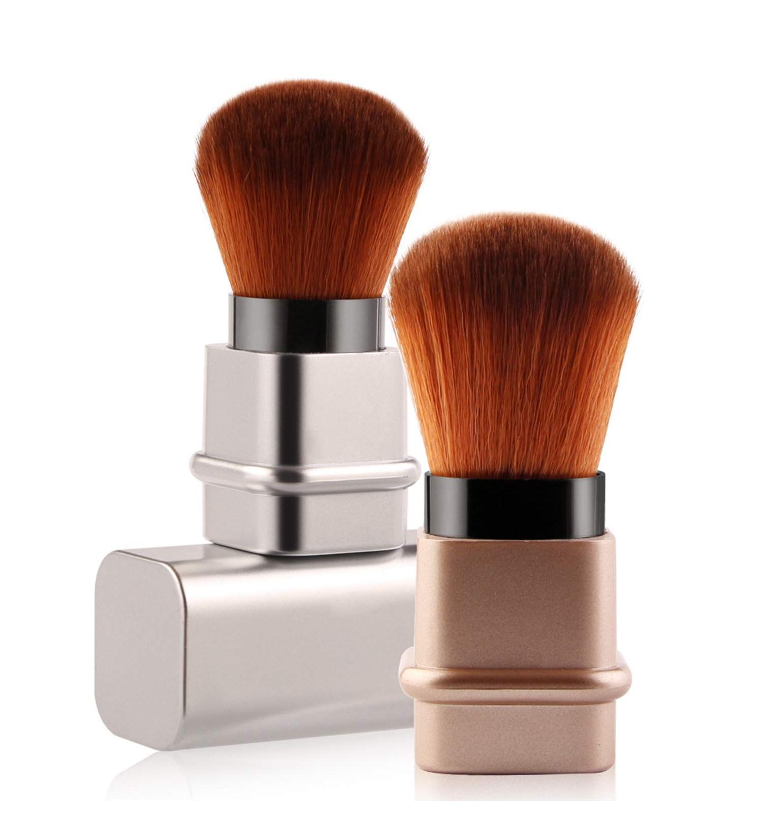 Vtrem 2 Colors Retractable Kabuki Brush Travel Foundation Brush Small Soft Face Powder Brush Blush Makeup Brushes for Blending Liquid Cream or Flawless Powder Cosmetics Light Gold/Silver - Buy Online on GoSupps.com
