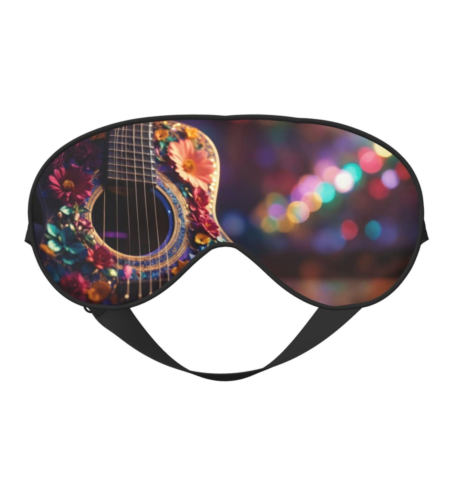 Flowers Guitar Print Unisex Sleep Mask | Double-Sided Eye Mask for Sound Sleep & Skin Care - Buy Online on GoSupps.com