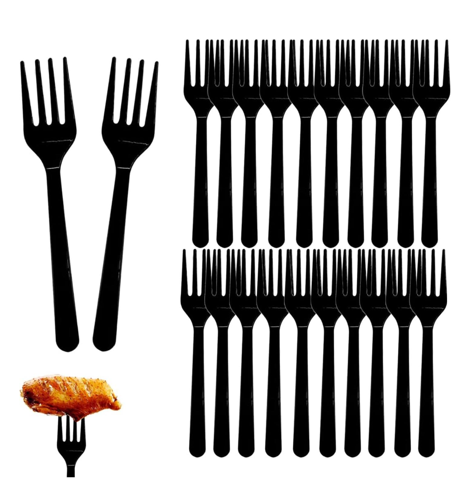 Cangfort Black Plastic Cutlery - 120 Disposable Plastic Forks 5.7 Inch- Thick Matte Handle Sturdy - Ideal for Birthday BBQ Wedding & More 120Pcs Black Plastic Fork - Buy Online on GoSupps.com