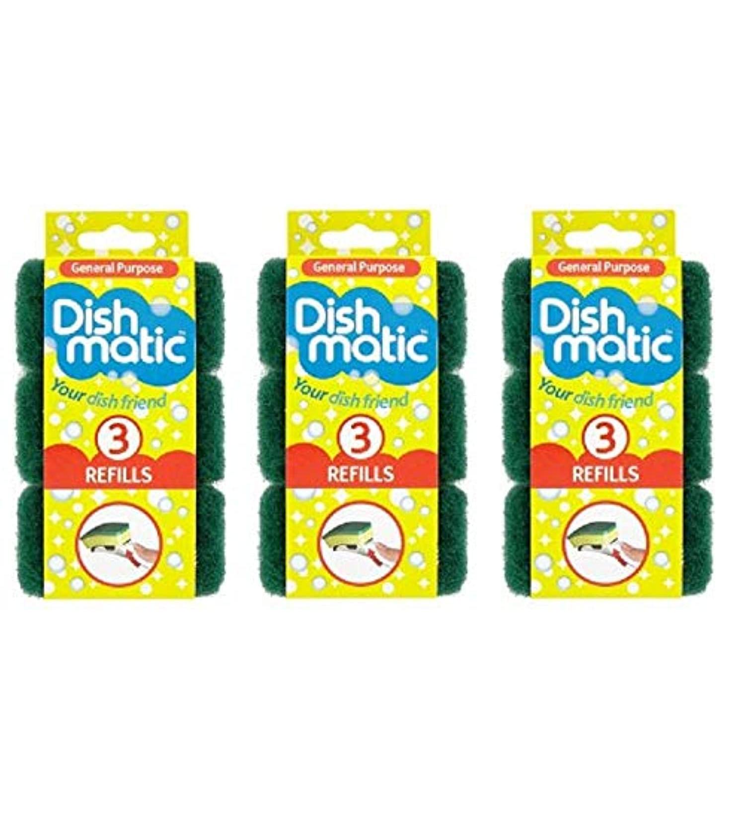 Dishmatic Cleaning Sponges Heavy Duty Green Pack of 9