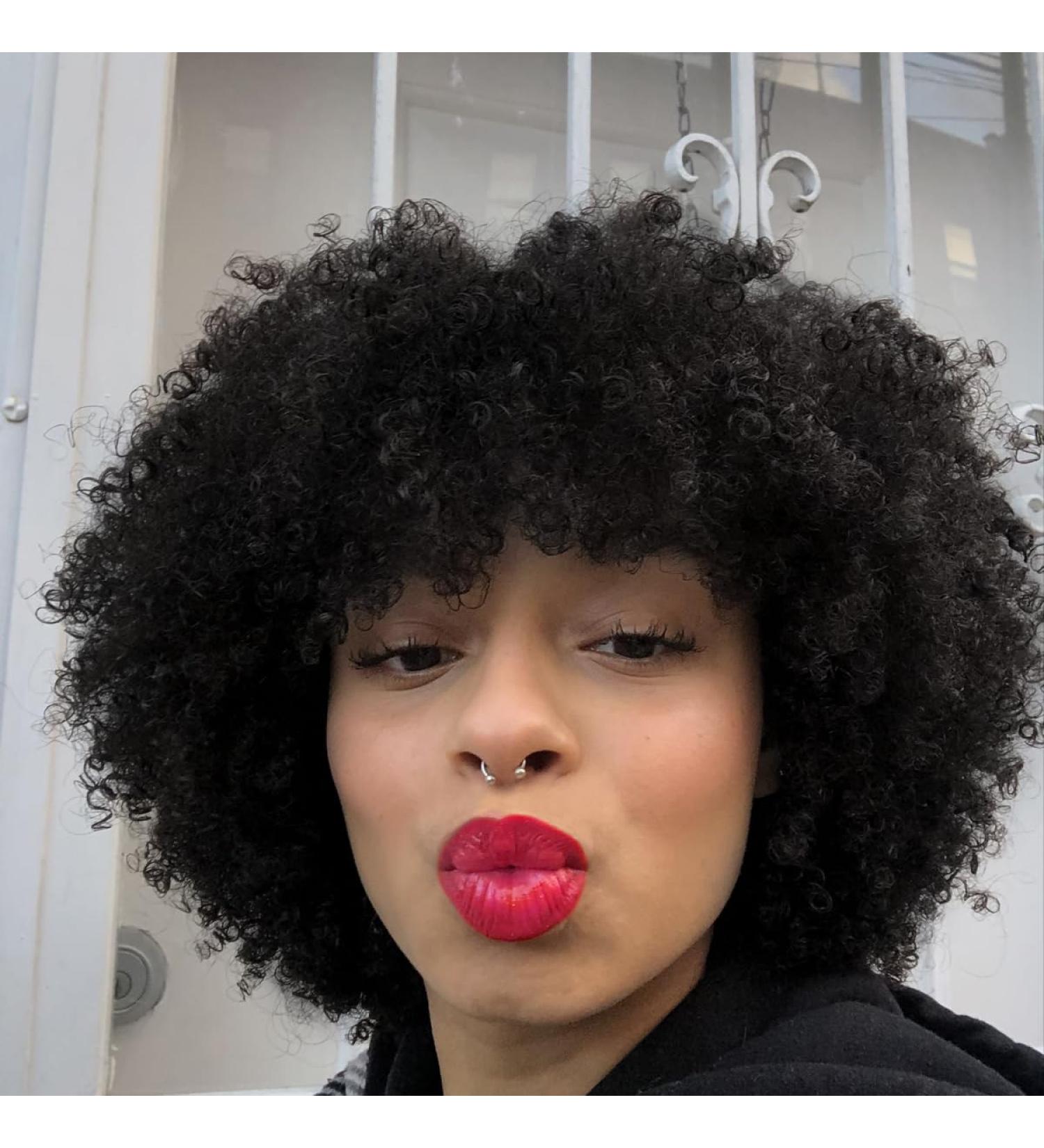 Queentas 8 #1B Short Afro Curly Real Hair Wig for Women - Natural Winding Curls with Free Hairnet | 20.32 cm - Buy Online on GoSupps.com