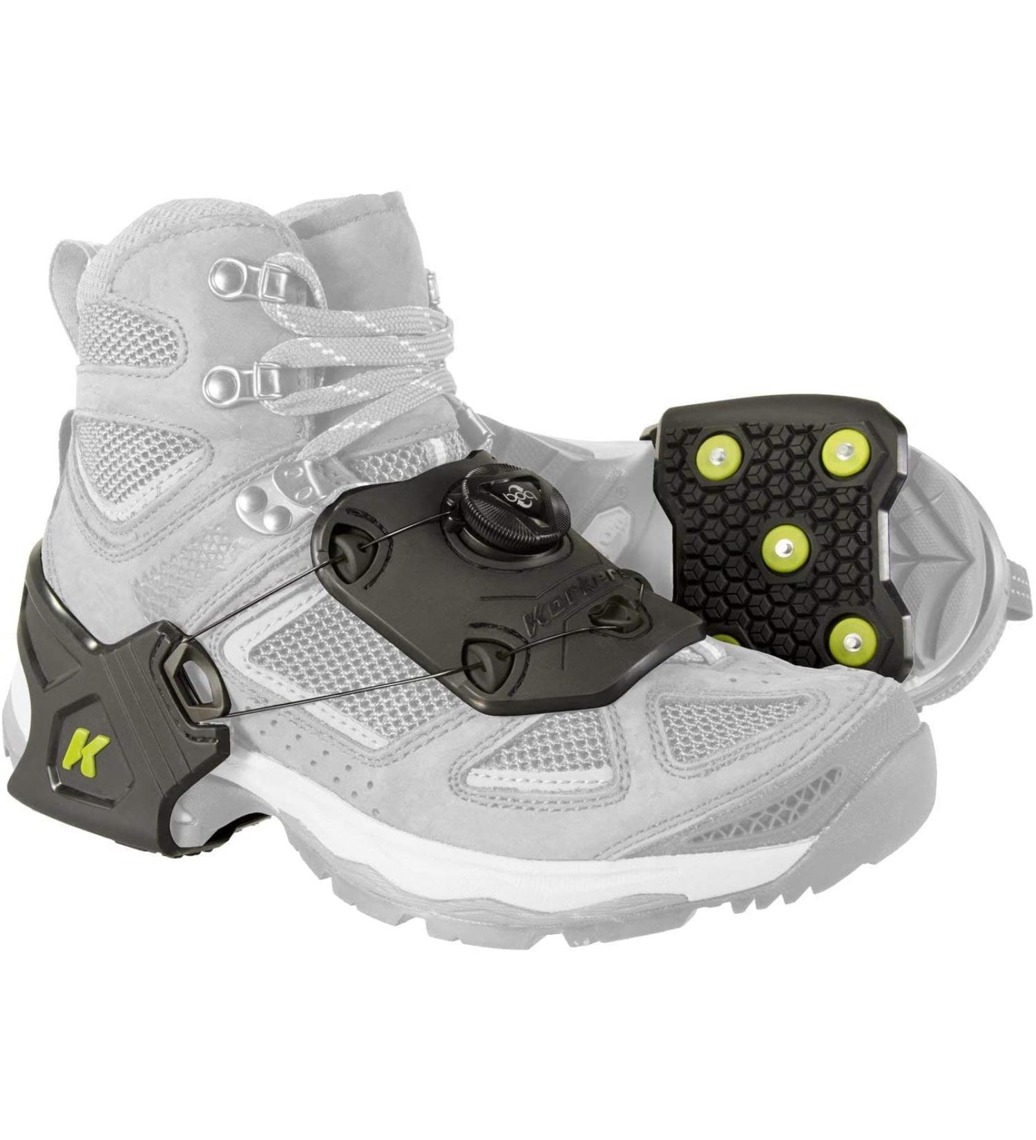 Korkers Ice Commuter Ice Cleats - Lightweight Design with 11 Steel Spikes - Black/Green - Large/X-Large - Buy Online on GoSupps.com