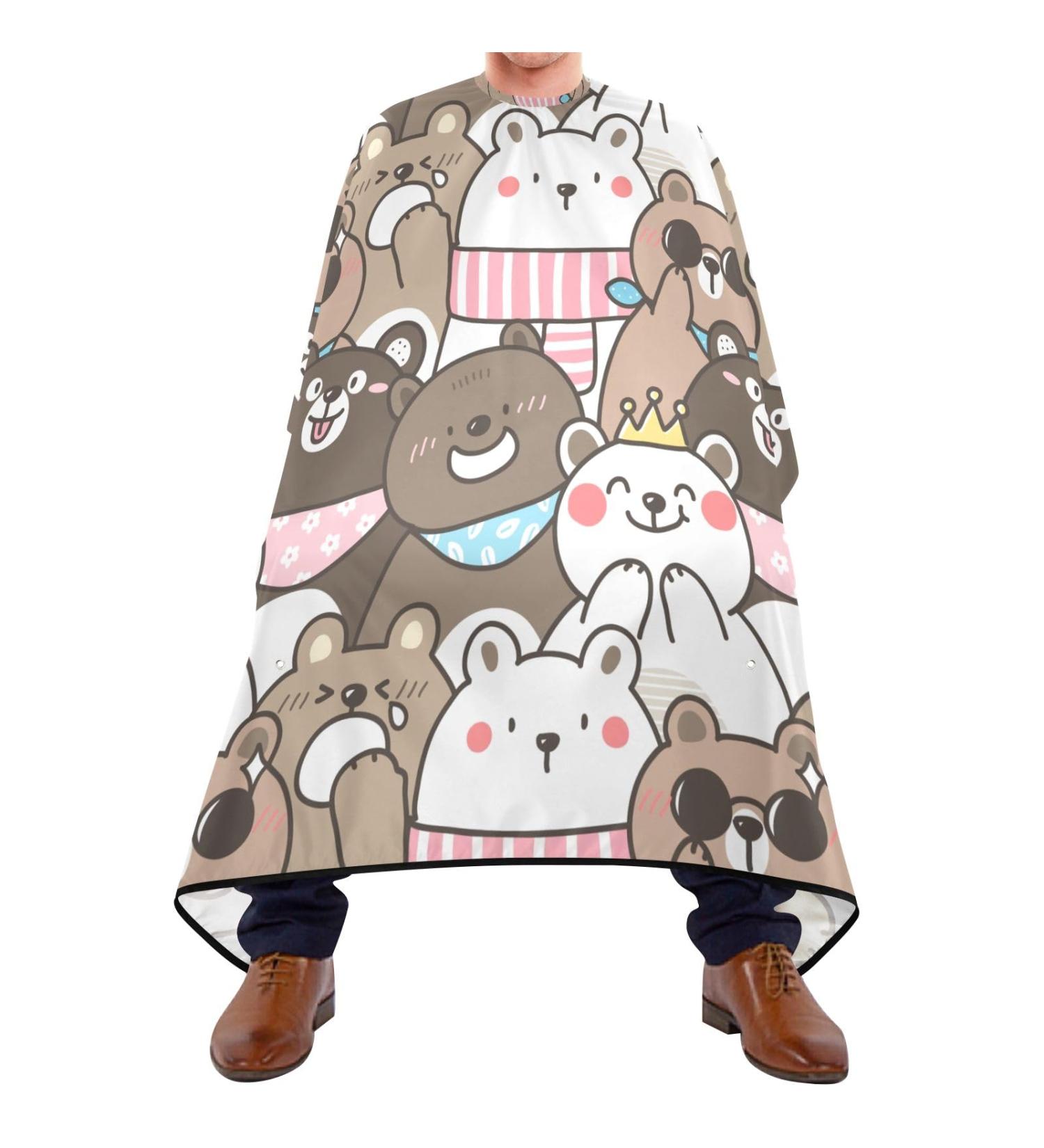 Waterproof Barber Cape | Funny Cartoon Bear & Cheetah Haircut Bib for Men & Women - Unisex Hair Cutting Cape - Buy Online on GoSupps.com