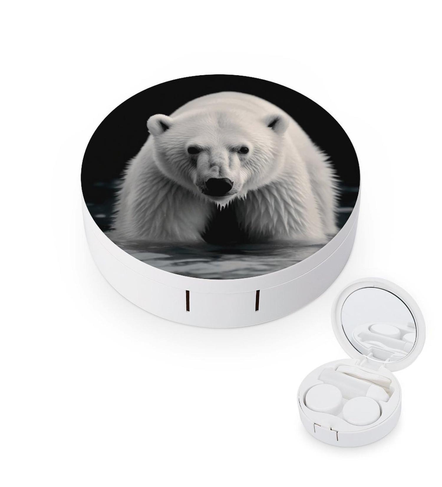 Polar Bear Print Contact Lens Case - Travel-Friendly Lens Care Box | Shop Durable & Cute Lens Cases - Buy Online on GoSupps.com