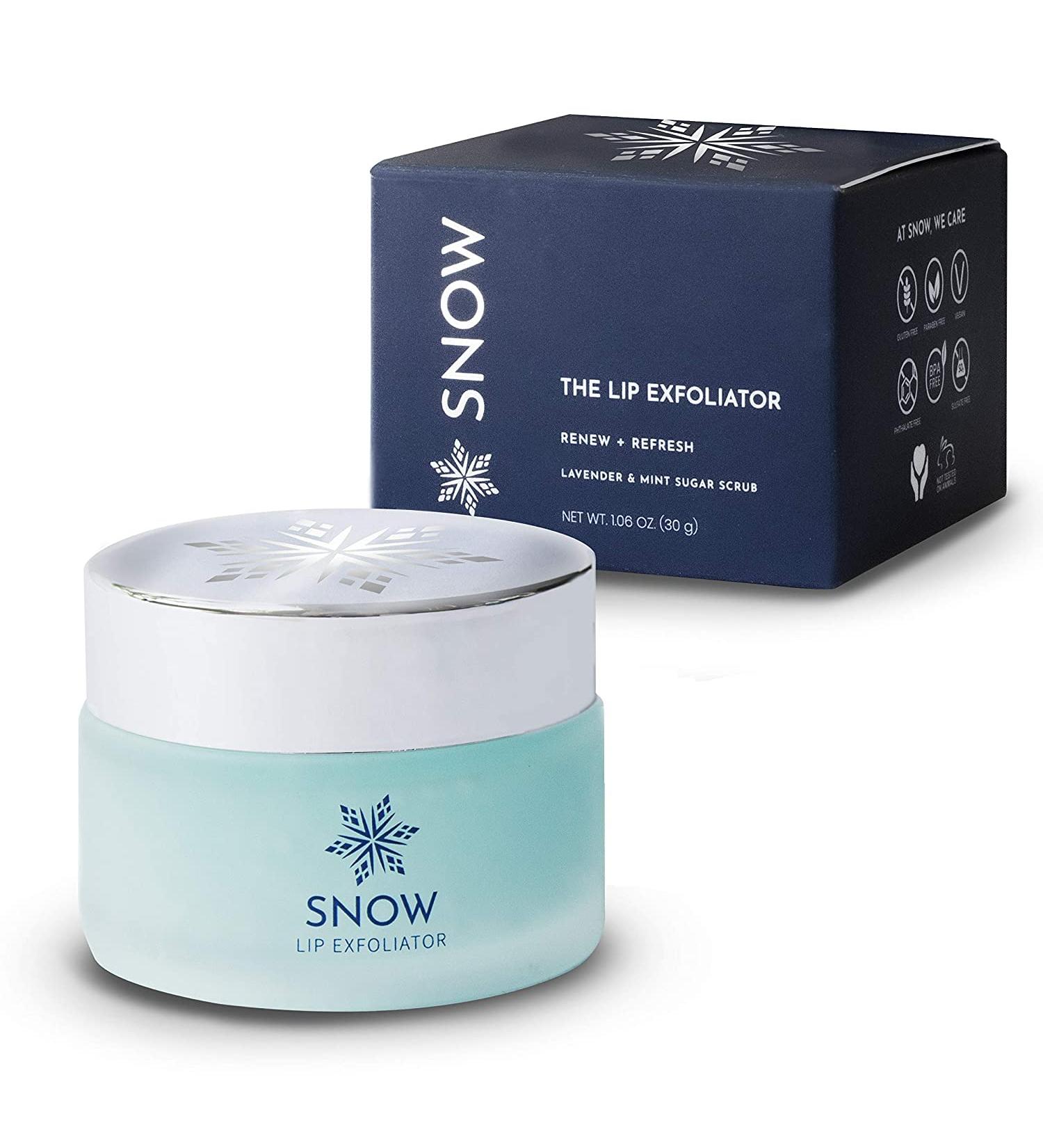 Luxurious Snow Lavender and Mint Lip Exfoliator - Hydrating Scrub with Jojoba Oil & Vitamin E for Smooth, Plump Lips - Buy Online on GoSupps.com