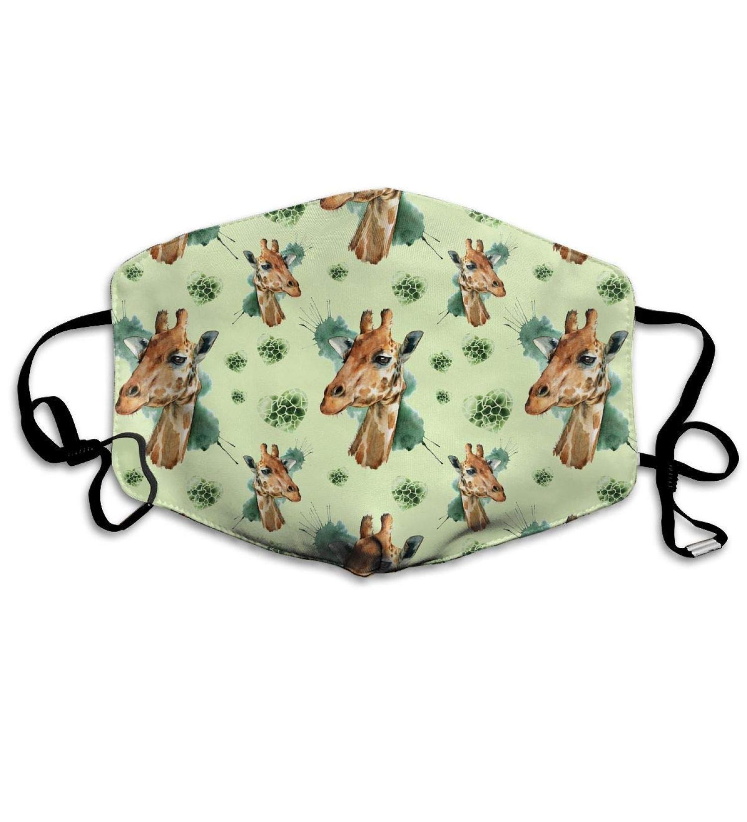 Watercolor Giraffe Washable Reusable Mask Cotton Anti Dust Half Face Mouth Mask For Kids Teens Men Women With Adjustable Ear Loops - Buy Online on GoSupps.com