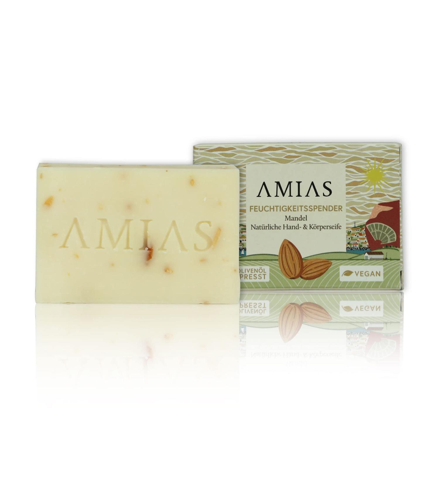 Solid soap with almond - hand face and body - vegan and free from palm oil - with cold pressed olive oil - ingredients 100% natural - handmade - Buy Online on GoSupps.com