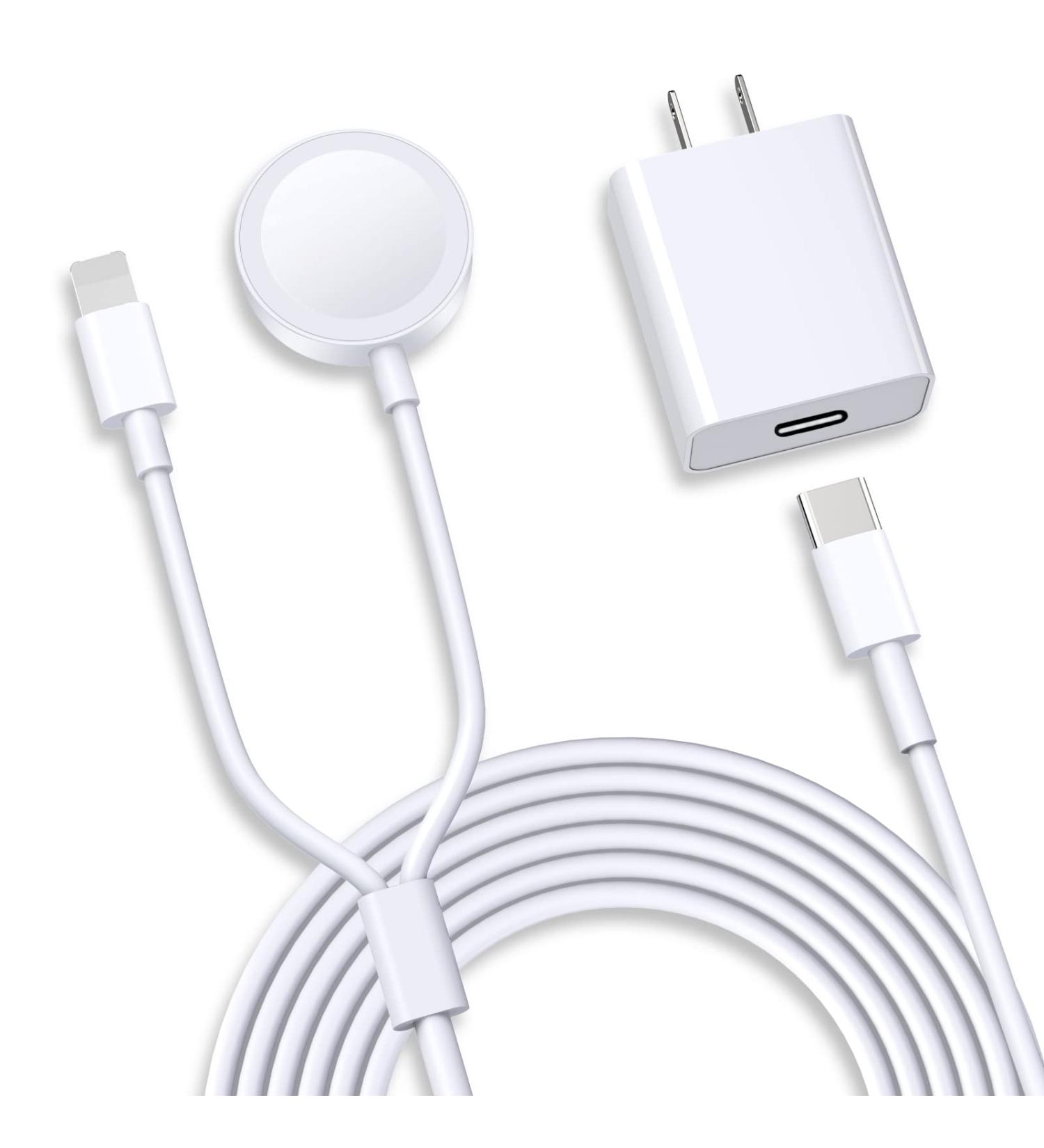 20W PD Magnetic USB C Watch Charger for iPhone & Apple Watch | 2 in 1 Portable Cord - White | Compatible with iWatch Series 8 7 6 SE 5 4 - Buy Online on GoSupps.com