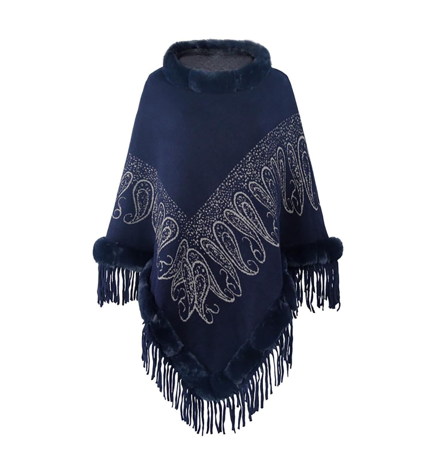 Buy Women's Cashmere Winter Scarf Soft Triangular Cape in Navy | Perfect for Any Occasion - Buy Online on GoSupps.com