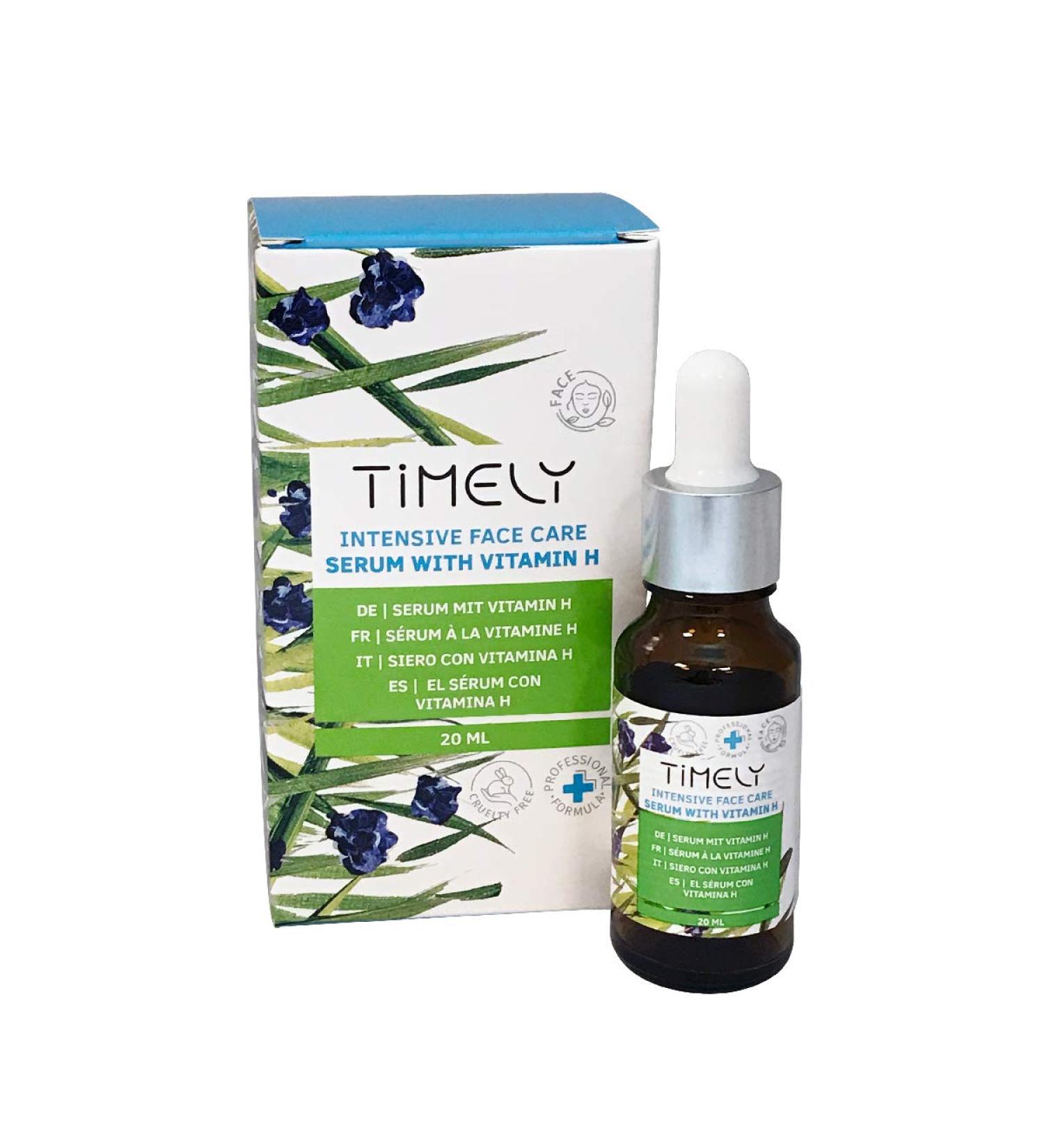 TiMELY Intensive facial serum with vitamin H 20 ml biotin vitamin E macadamia oil stimulates recovery processes protects against excessive water - Buy Online on GoSupps.com