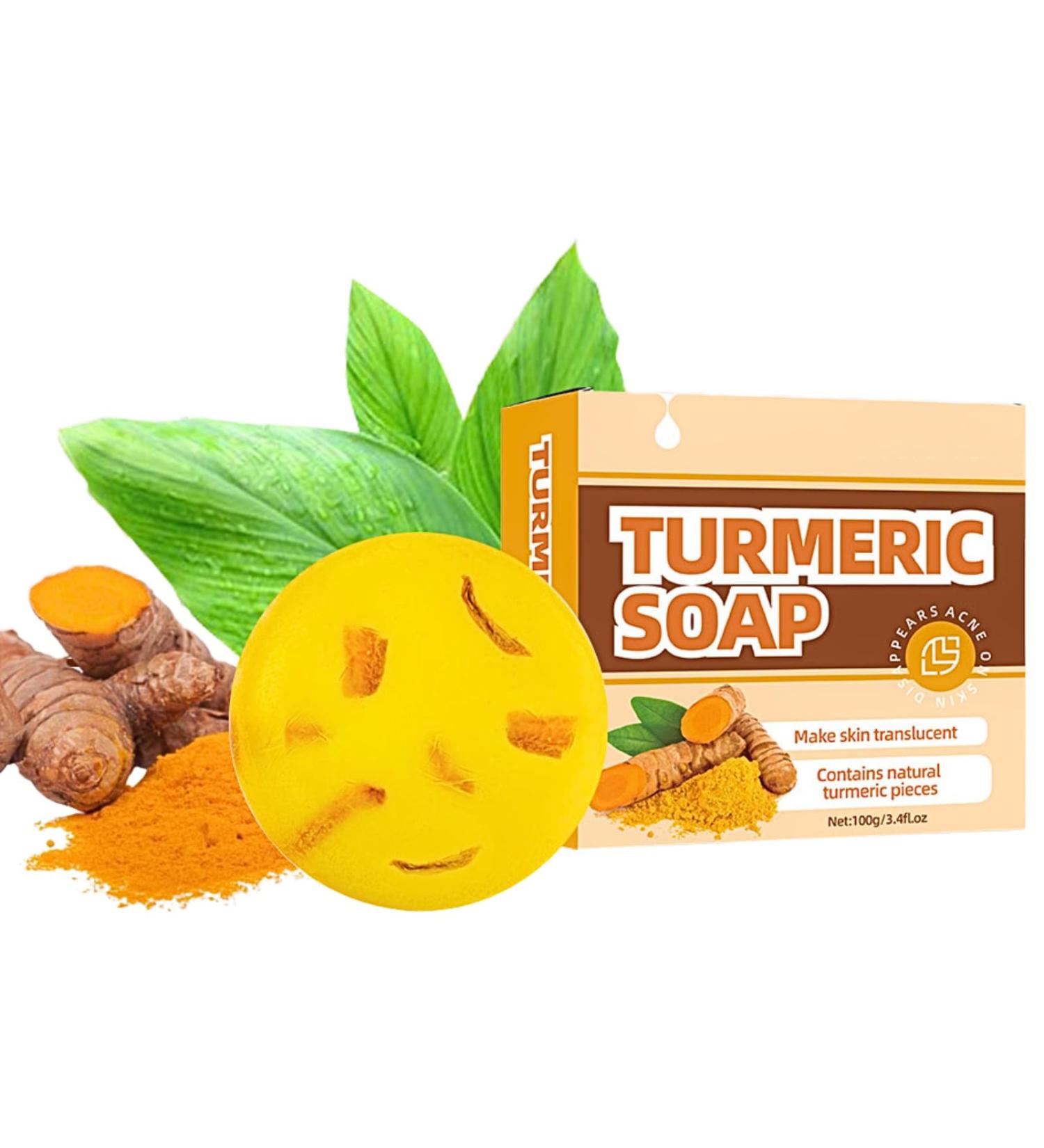 TBeautfave Turmeric Soap Natural Soap for Face & Body Organic Soap Turmeric Brightening Soap Handmade Soap Bar for for Acne & Dark Spots Moisturizing Deep Cleansing Erase Fine Lines - Buy Online on GoSupps.com