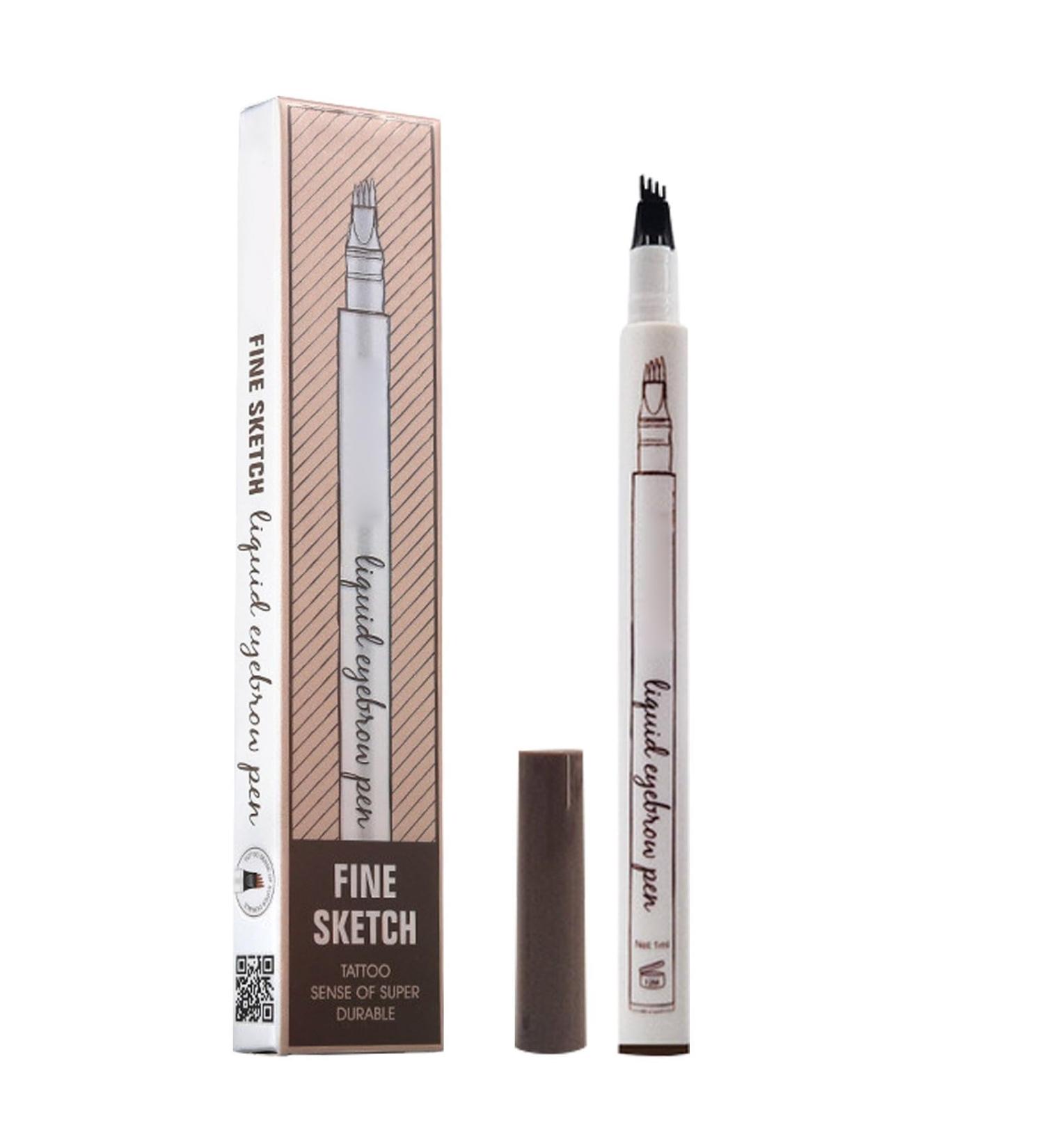 Eyebrow Pen Eyebrow Pencil with 4 Fork Tip ApplicatorSpoolie Brush for Hair-Like Natural Brows Stays on All Day (Brown) - Buy Online on GoSupps.com