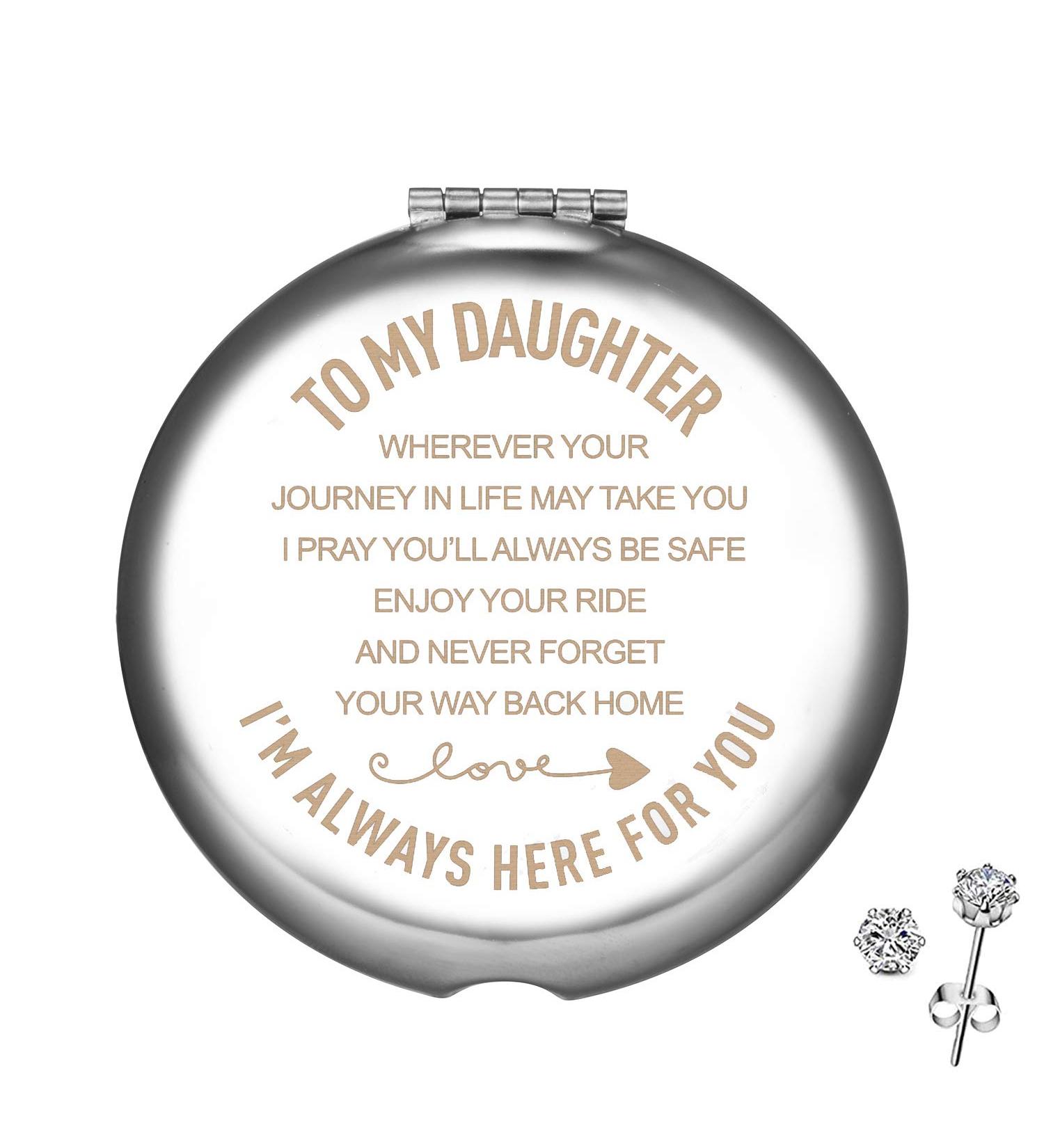Personalized Engraved Compact Mirror: Daughter Gifts for 16th/18th Birthday, Engagement, Wedding - From Mom and Dad - Buy Online on GoSupps.com