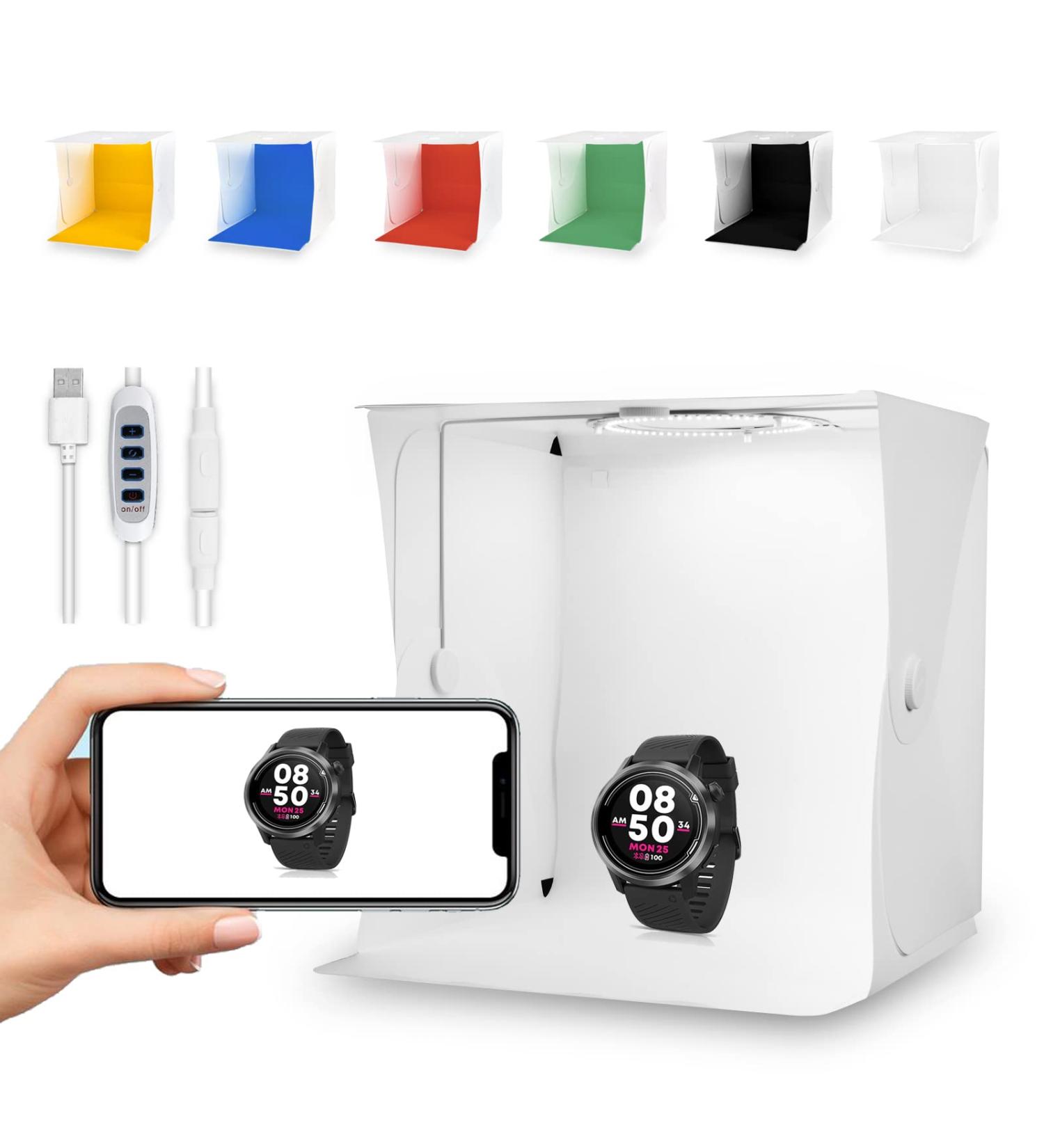 ZKEEZM 16x16 Light Box Photography Kit | 120 LED Lights, 6 Backdrops | Foldable Lightbox for Product Photography | Adjustable 3000-6500K Brightness - Buy Online on GoSupps.com