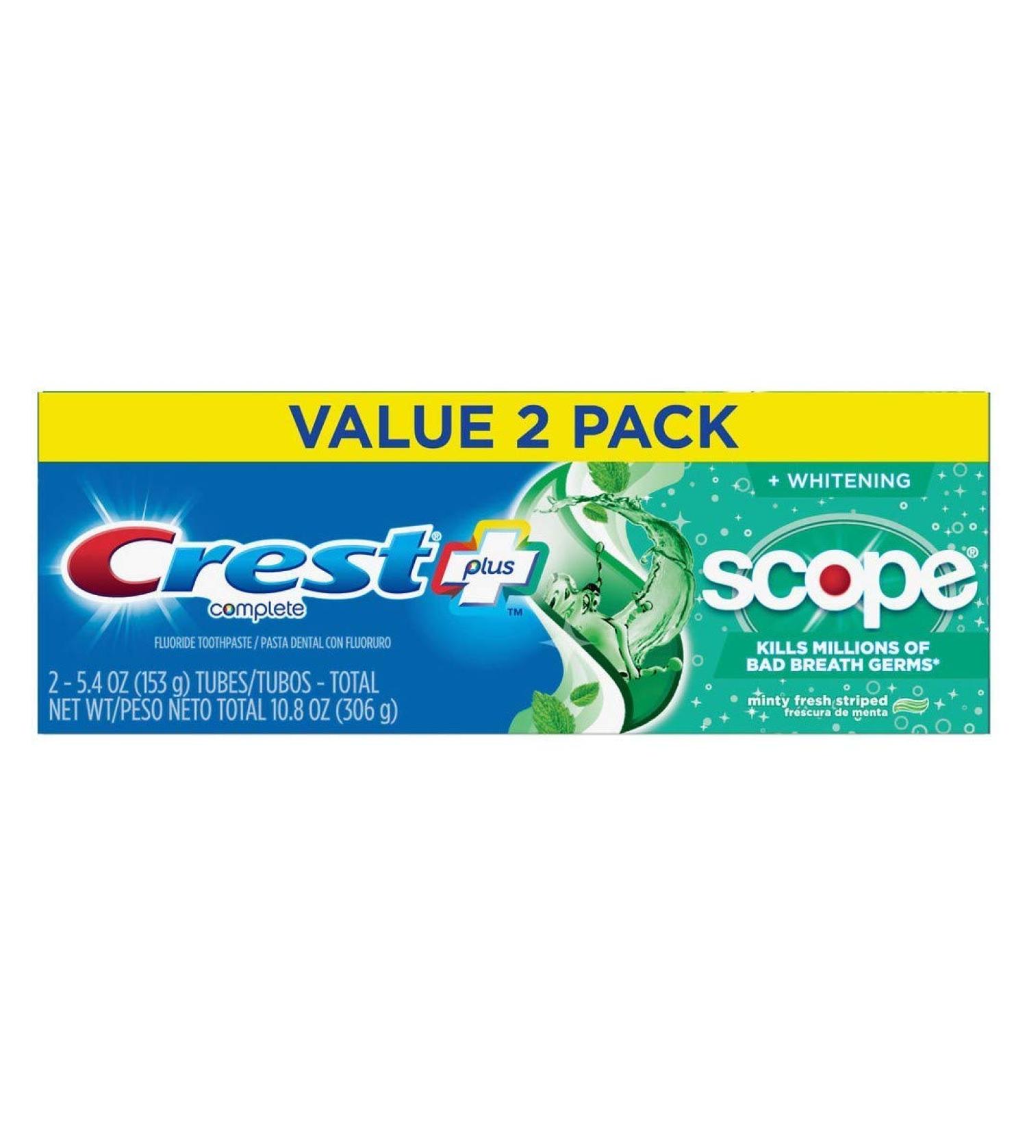 Crest Toothpaste 5.4 Ounce Plus Scope Value Pk 2 Minty Fresh (Pack of 3)