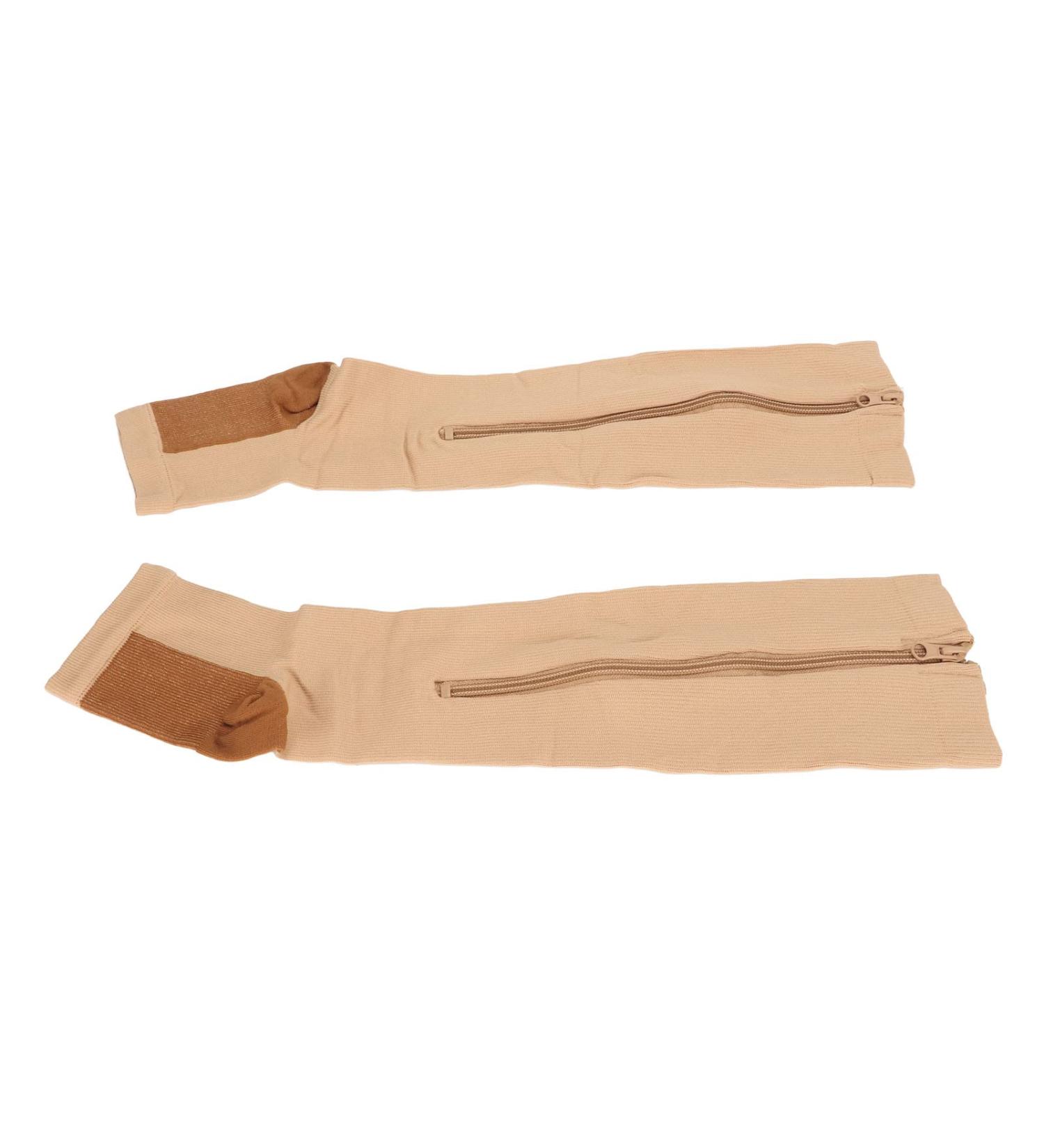 Compression Calf Stockings with Open Toe - 2 Pack Breathable & Elastic Zipper Design for Injury Relief - S/M Size - Buy Online on GoSupps.com