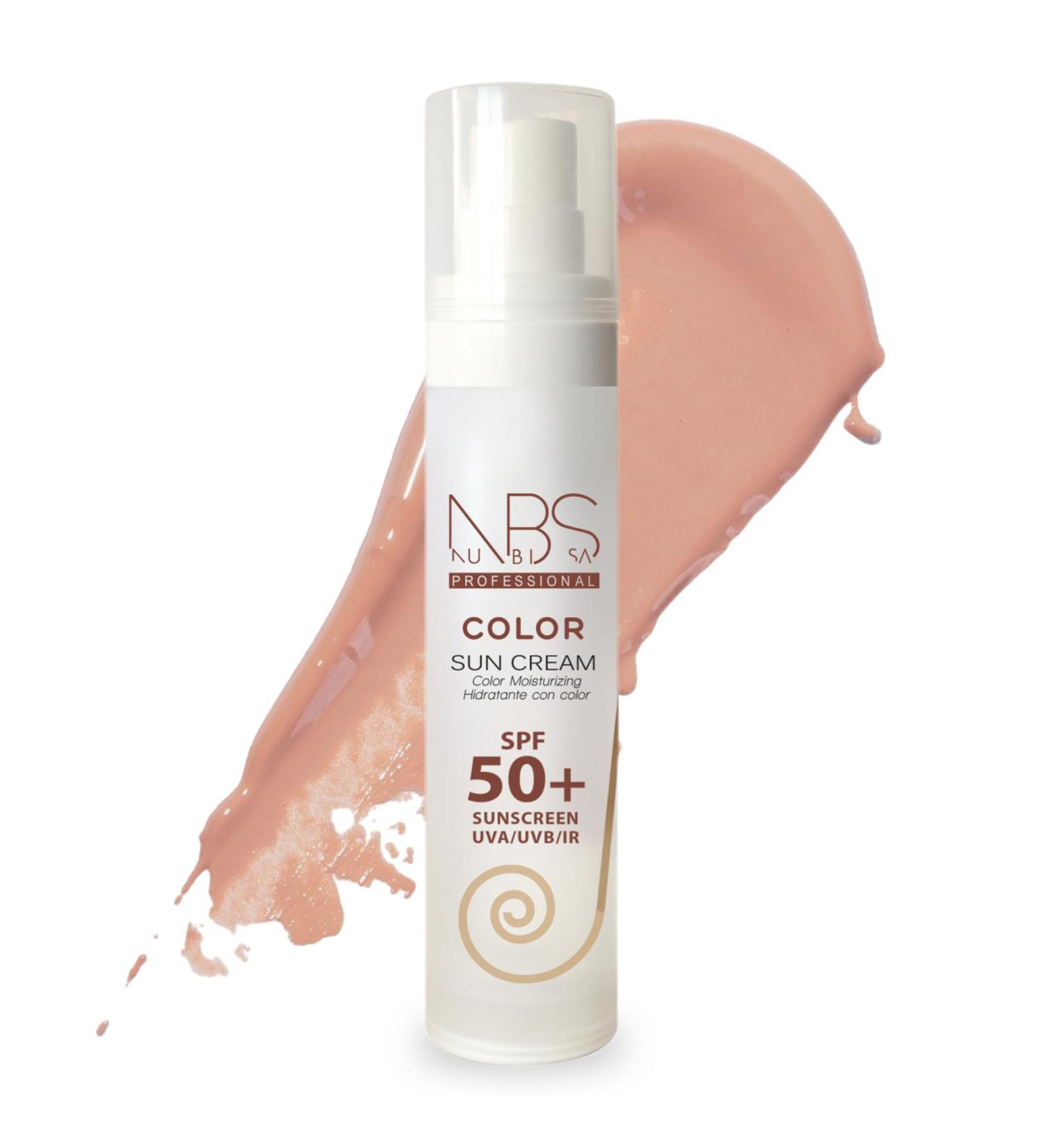 NBS Nubisa Color Sun Cream SPF 50+ Tinted Sunscreen Moisturizer Face with Aloe Vera and Vitamin E Color-Adaptive Facial Sunscreen Tinted with UVA/UVB/IR Support 1.7 fl oz - Buy Online on GoSupps.com
