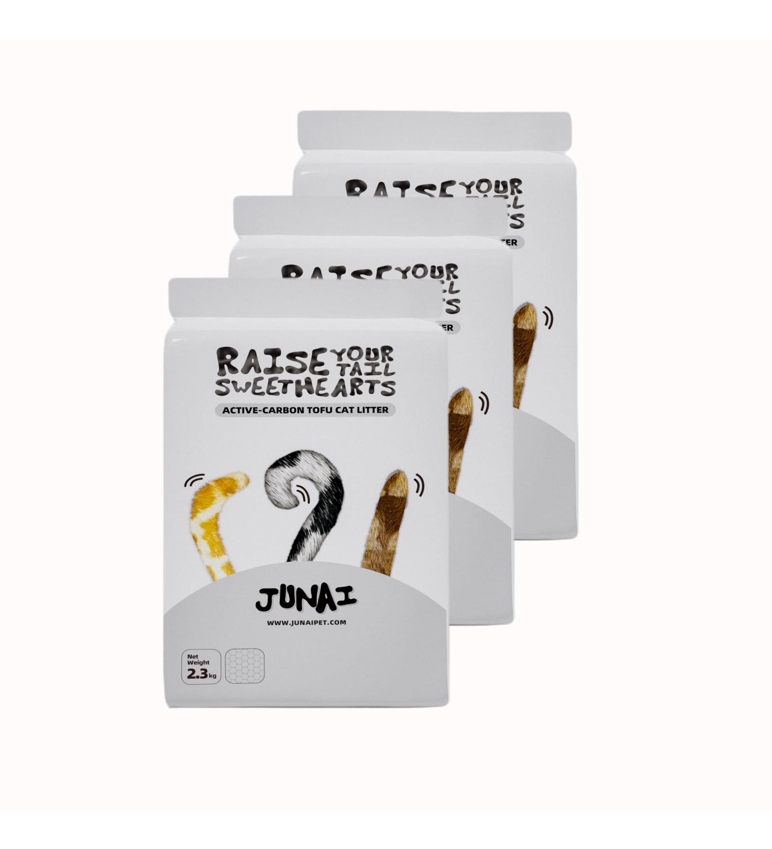 JUNAI Tofu Cat Litter 3 Packs(2.3kg x 3) Active-Carbon Natural Clumping Cat Litter Crushed flushable Biodegradable Kitty Litter Good for All cat Litter Box Lightweight dust Free and Odor Control Active-Carbon Crushed Three Packs - Buy Online on GoSupps.com
