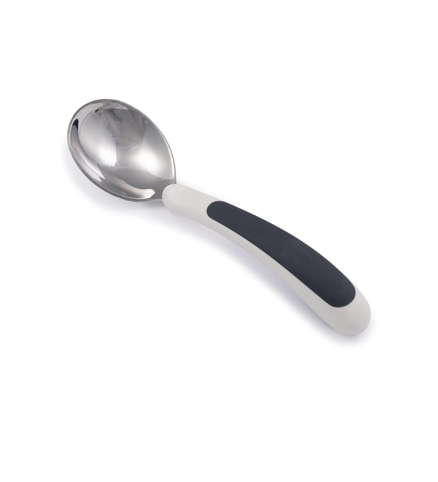 NRS Healthcare Kura Care Easy Grip Adult Soup Spoon in White and Black - Ergonomic Design for Comfortable Dining - Buy Online on GoSupps.com