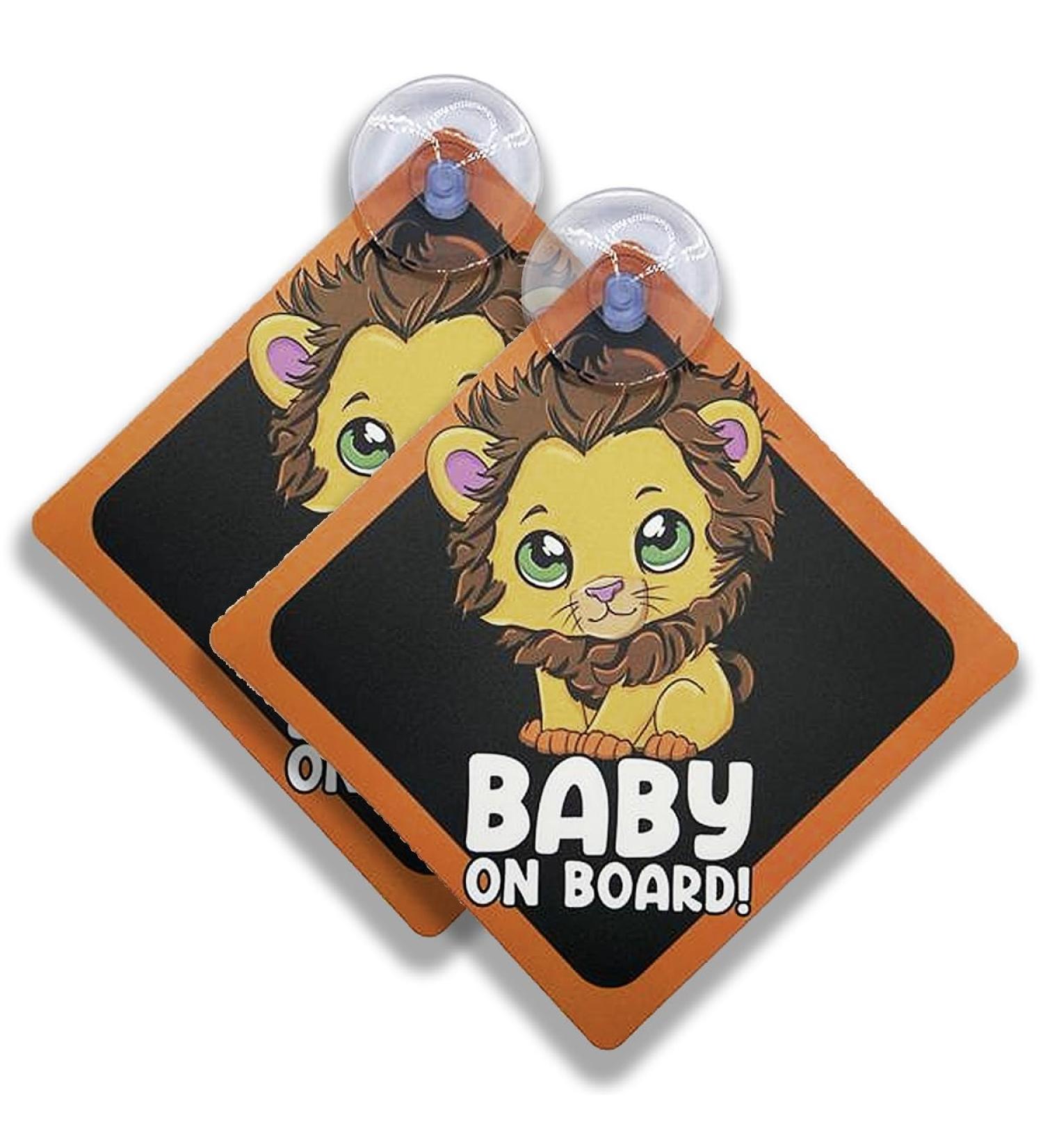 2 pcs Little Ducklings Baby on Board Car Sign with Suction Cups (Lion - Buy Online on GoSupps.com