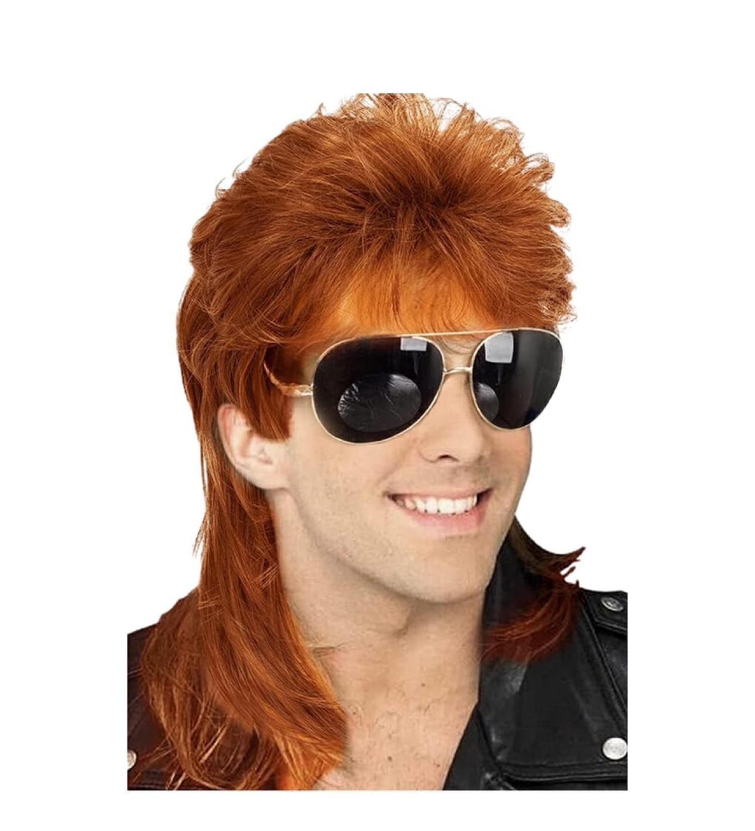 vreplrse Realistic Vintage Wig for Men Comfortable and Durable Materials Fiber Halloween Costume Wig Cover Party Wig Disco Red Brown - Buy Online on GoSupps.com