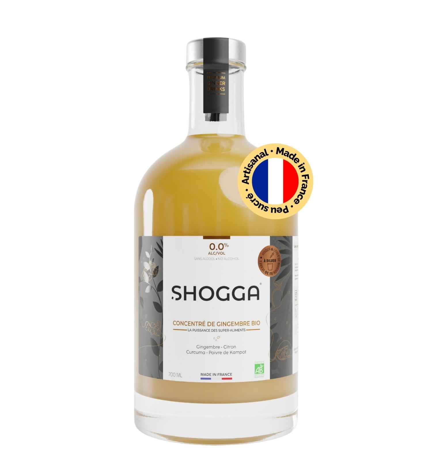 SHOGGA | Organic Ginger Concentrate 700 ml Premium Alcohol-Free Drink Made in France | 12 Antioxidant and Anti-Inflammatory Ingredients | Ginger Lemon Turmeric Kampot Pepper - Buy Online on GoSupps.com