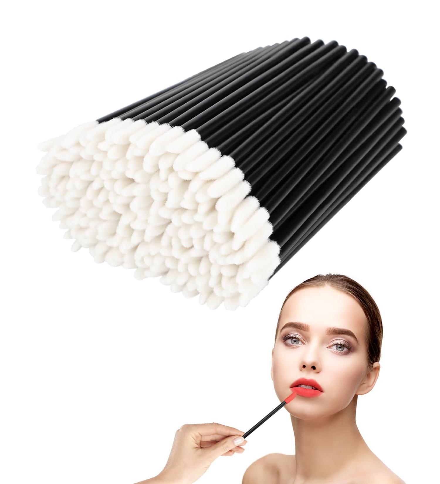 200Pcs Disposable Lip Brushes Lip Applicators Disposable Lint Free Lip Wands for applying lipsticks(Black) - Buy Online on GoSupps.com