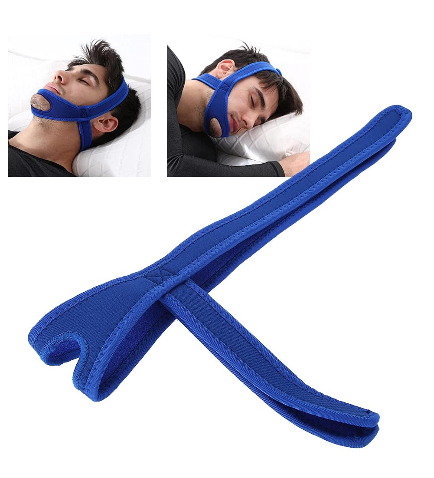 Adjustable Anti Snoring Chin Strap for Men & Women - Breathable Snoreless Sleeping Solution | Blue Head Band | Improve Sleep Quality - Buy Online on GoSupps.com