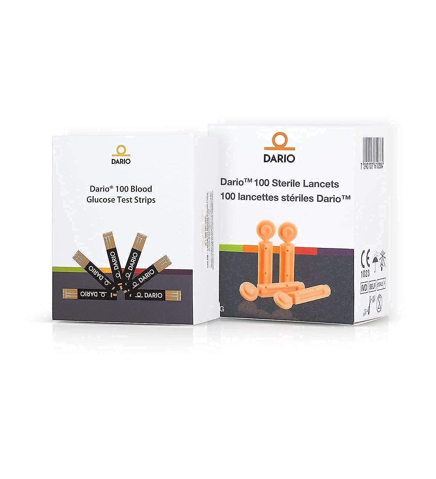 Dario Test Strips and Lancets Bundle Set - 100 of Each for Smart Glucose Monitoring Kit | Diabetes Care Supplies Bundle & Save - Buy Online on GoSupps.com