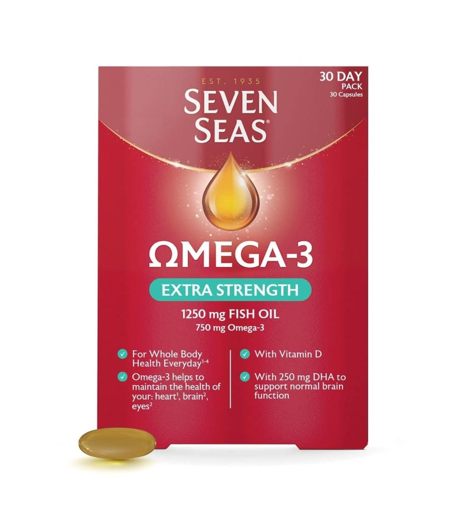 Seven Seas Omega-3 Fish Oil Extra Strength One-A-Day with Vitamin D - 30 High Strength Tablets - Buy Online on GoSupps.com