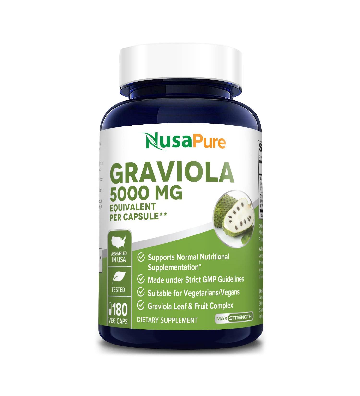Graviola 5000mg 180 Veggie Capsules | Non-GMO & Gluten-Free - Buy Online on GoSupps.com