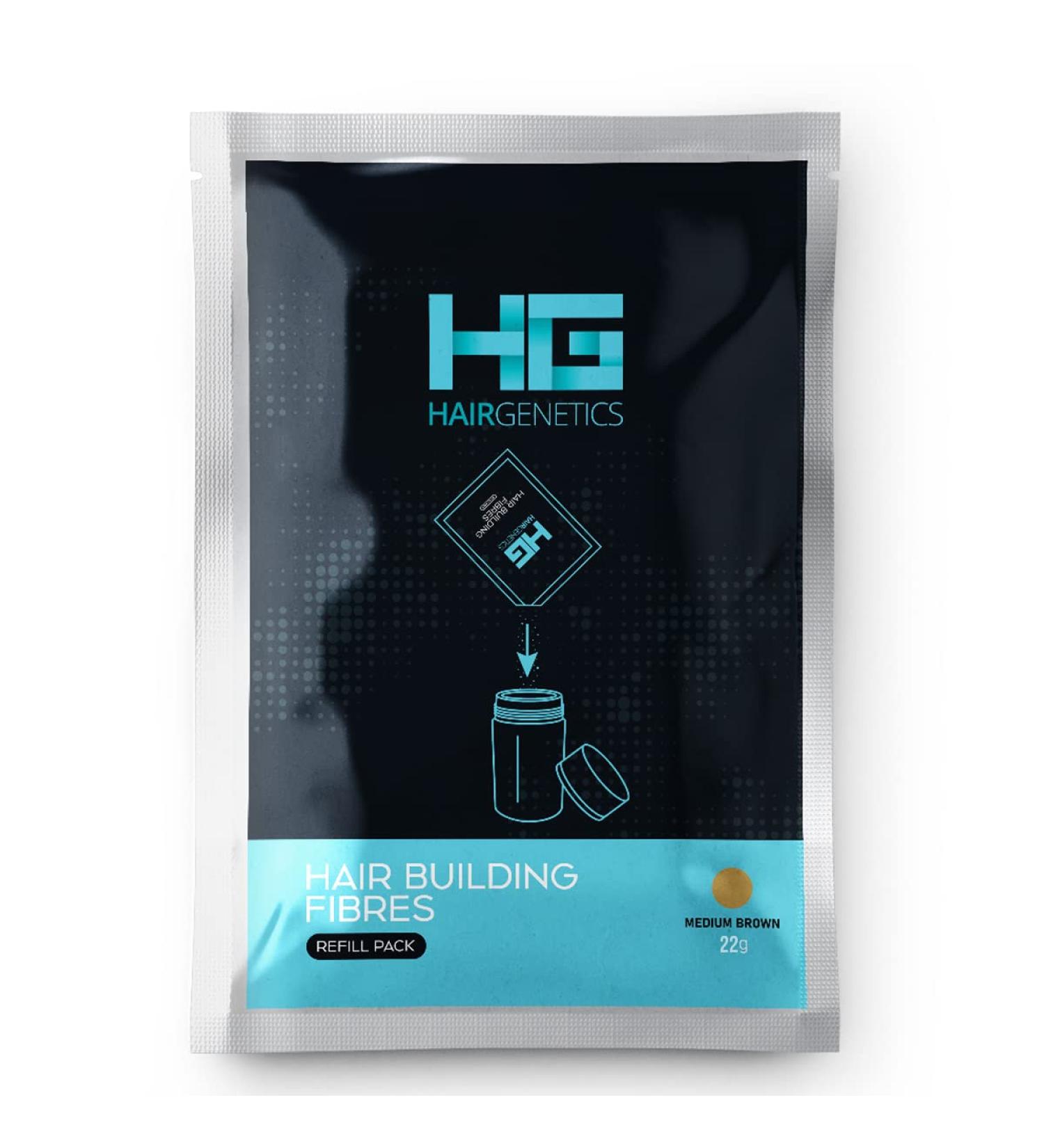 Hair Genetics Keratin Hair Building Fibres Refill Pack - Medium Brown 22g | Pack of 1 - Buy Online on GoSupps.com