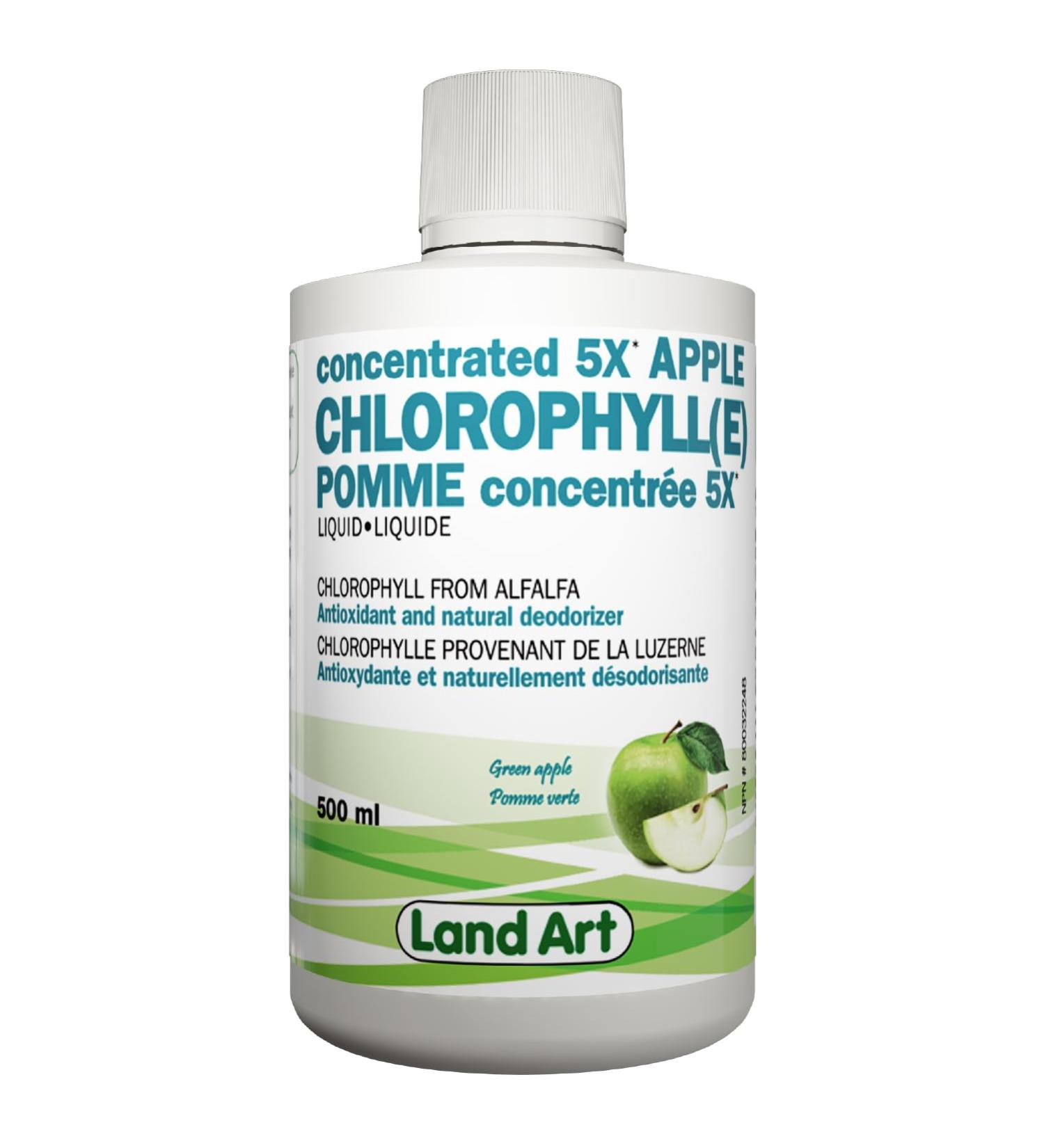 Liquid Chlorophyll Apple 5X Concentrated 500ml Cold Extracted from Non-GMO Alfalfa - Detox - Alkaline - Natural Body Deodorant Antioxidant - Made in Canada - Buy Online on GoSupps.com