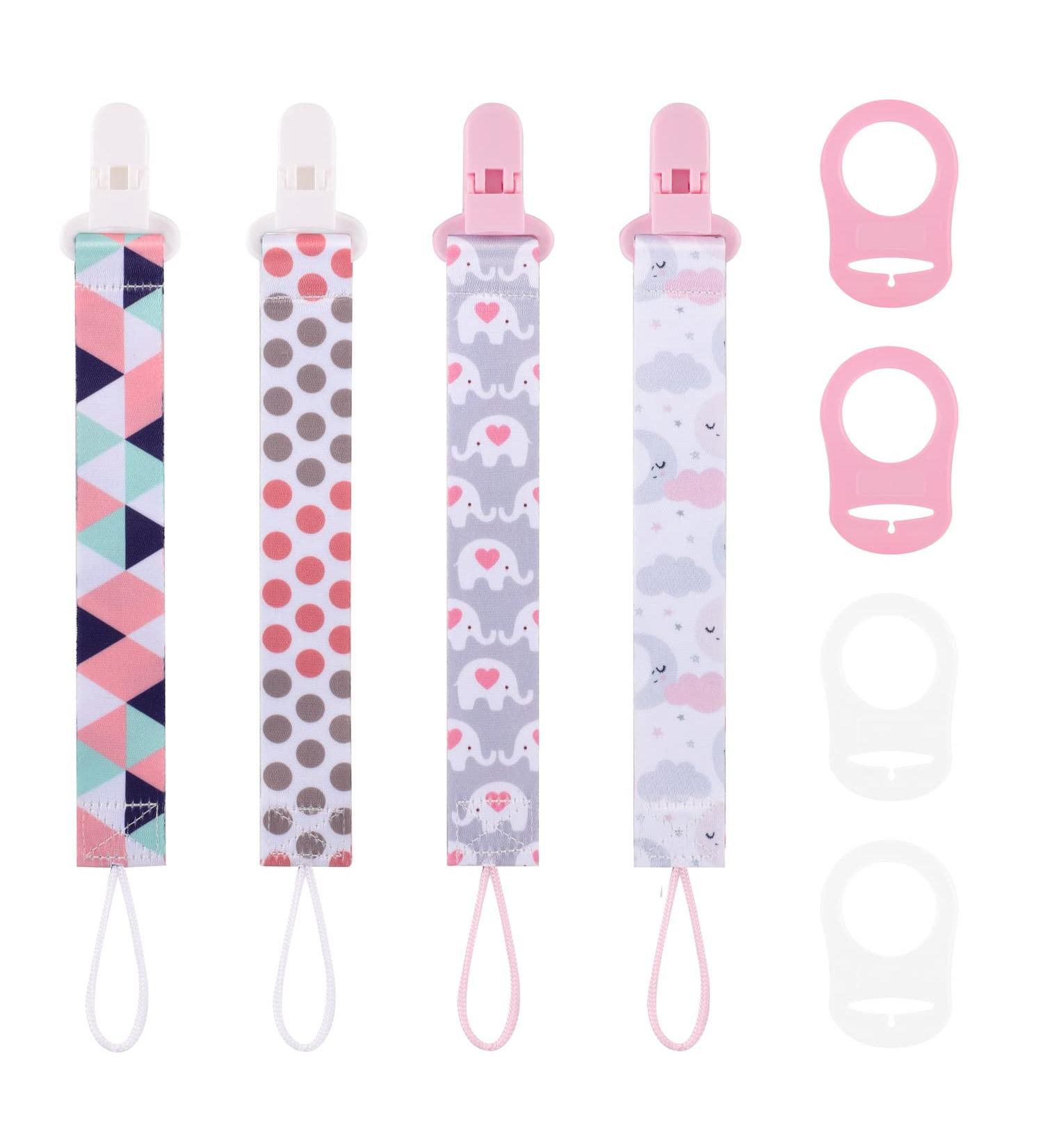 4-Piece Pacifier Band Set - Silicone Nucky Chain Clip for Baby Boys & Girls - Perfect Newborn Gift - Buy Online on GoSupps.com